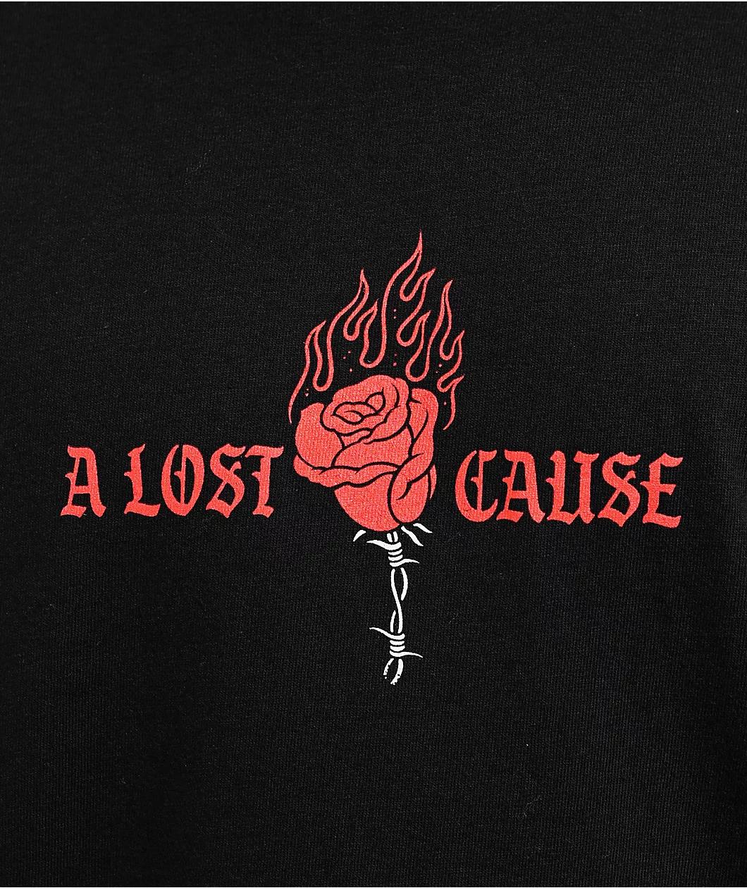 A Lost Cause Burning Rose Black T-Shirt Product Image
