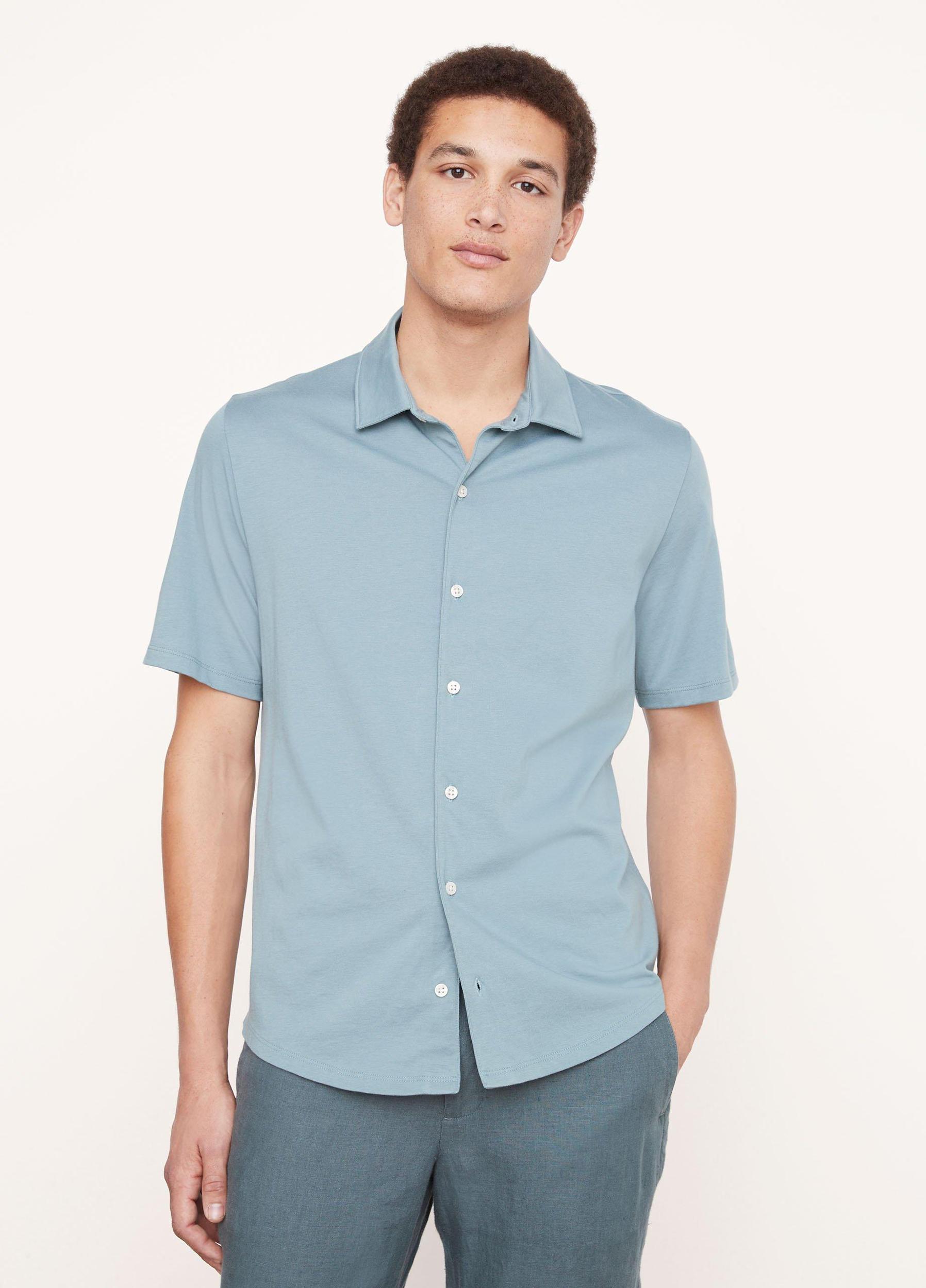 Pima Cotton Short Sleeve Button Down Shirt Product Image