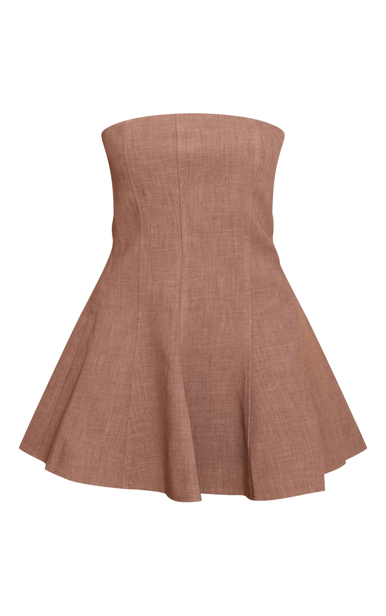 Taupe Woven Bandeau Shift Mini Dress Product Image