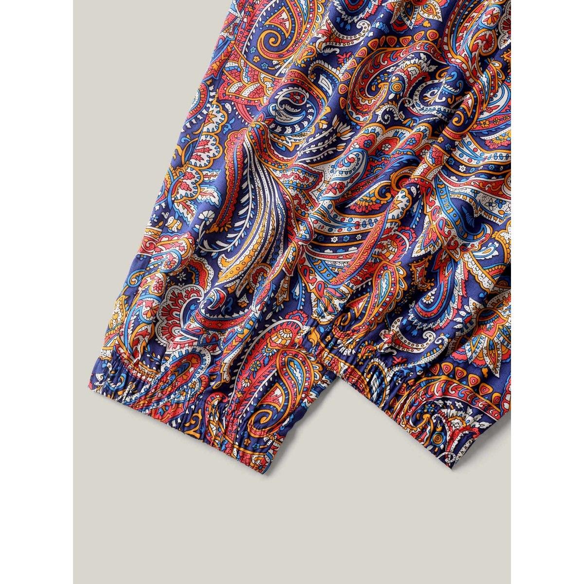 Plus Size Paisley Print Shirred Waist Jogger Pants Women Indigo Boho Bodycon Mid Rise Vacation Pants BloomChic 14-16/1X Product Image