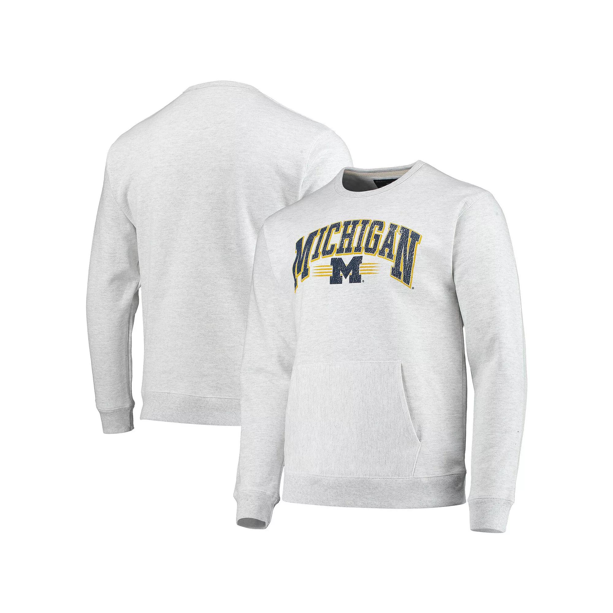 Men's League Collegiate Wear Heathered Gray Michigan Wolverines Upperclassman Pocket Pullover Sweatshirt, Size: Medium, Grey Product Image