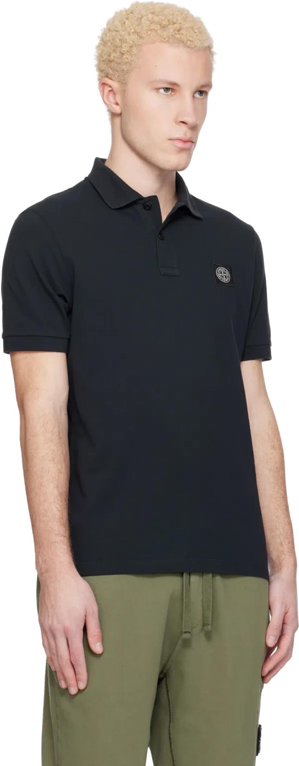 STONE ISLAND Mens Black Brand-patch Regular-fit Stretch-cotton Polo Shirt Xl Product Image