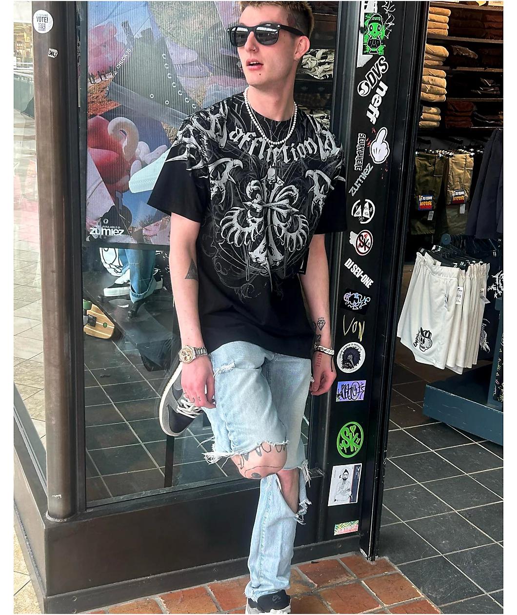 Affliction Skeleton Black T-Shirt Product Image