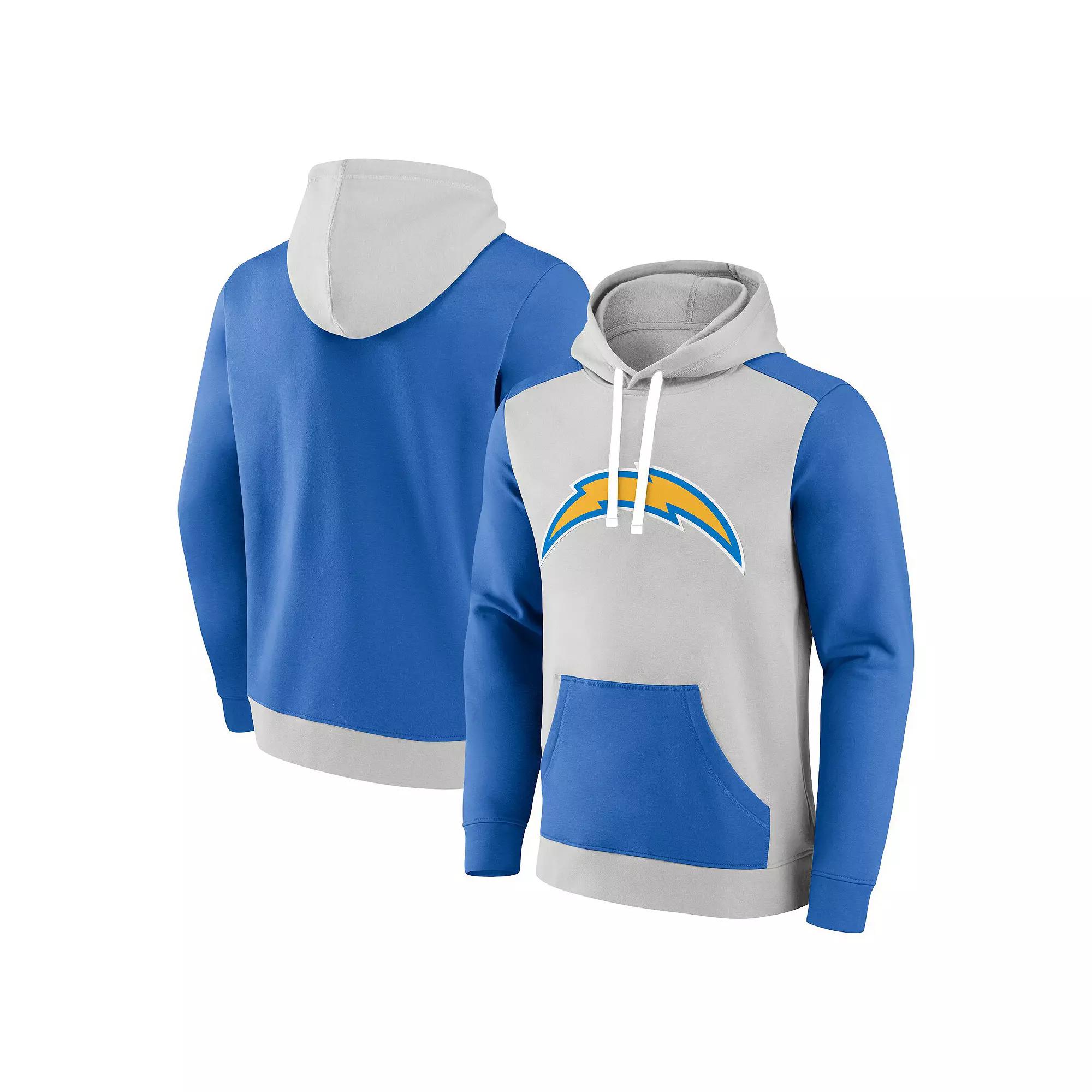 Men's Fanatics Branded Silver/Powder Blue Los Angeles Chargers Big & Tall Team Fleece Pullover Hoodie, Size: 6XB Product Image