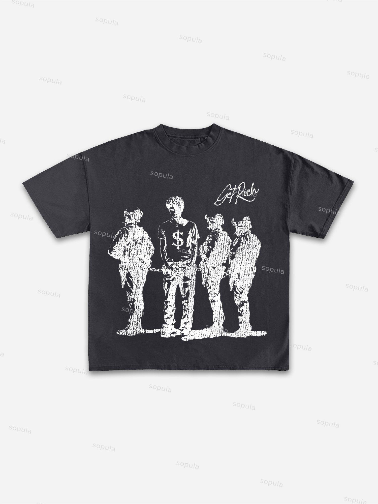 Get Rich Street Graphic Print Cotton T-shirt Product Image