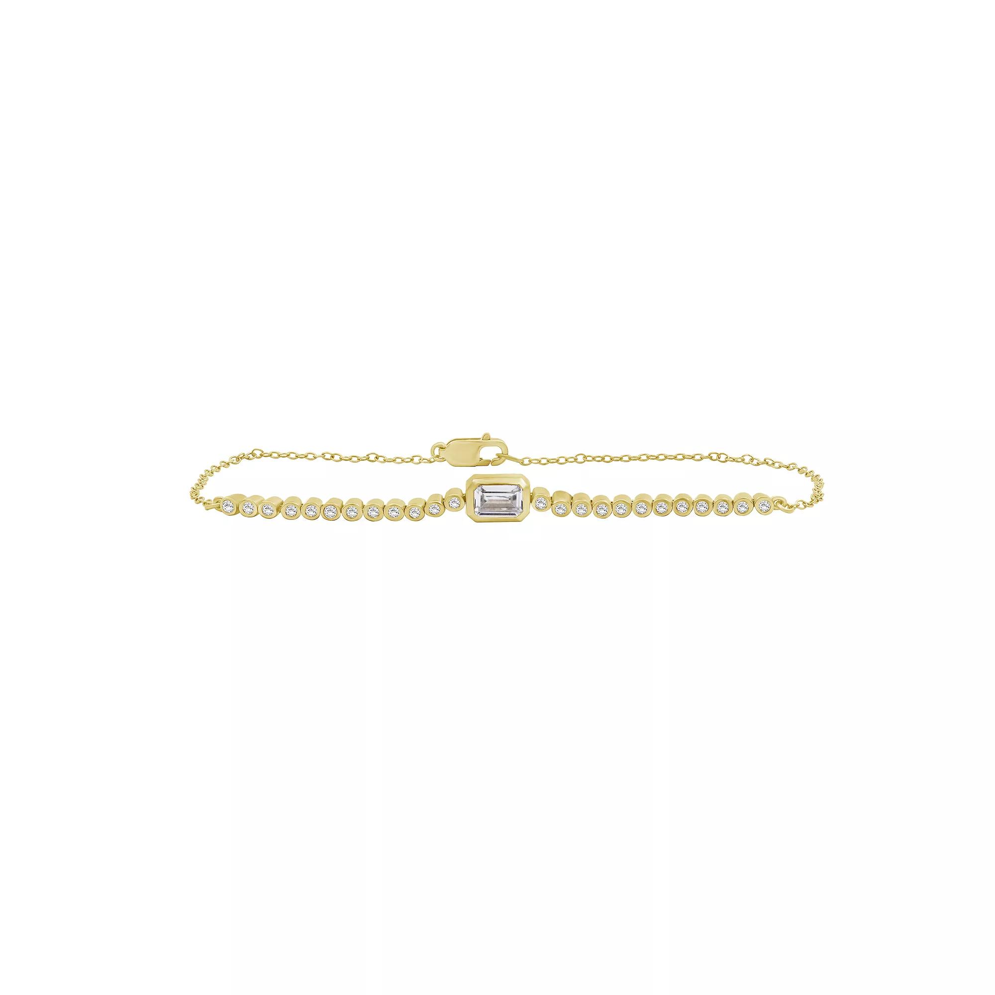Jewelexcess Gold Tone Over Silver Lab-Created Gemstone & Lab-Created White Sapphire Bracelet, Women's, Size: 7.5", Cr White Blue Product Image