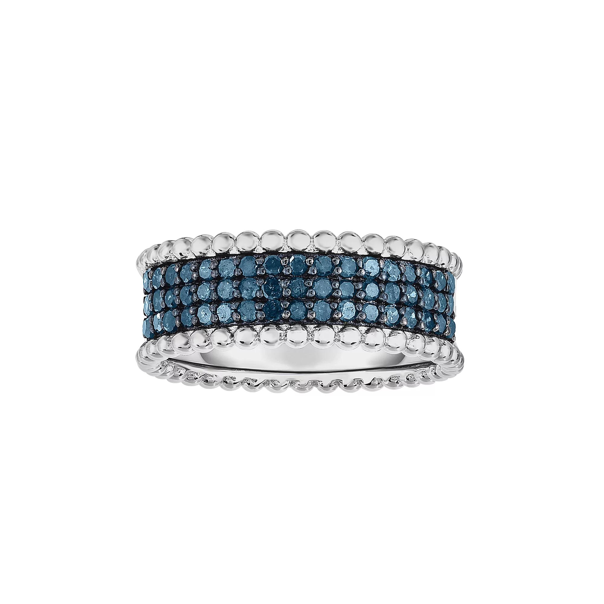 Sterling Silver 1/2 Carat T.W. Blue Diamond Ring, Women's, Size: 7 Product Image