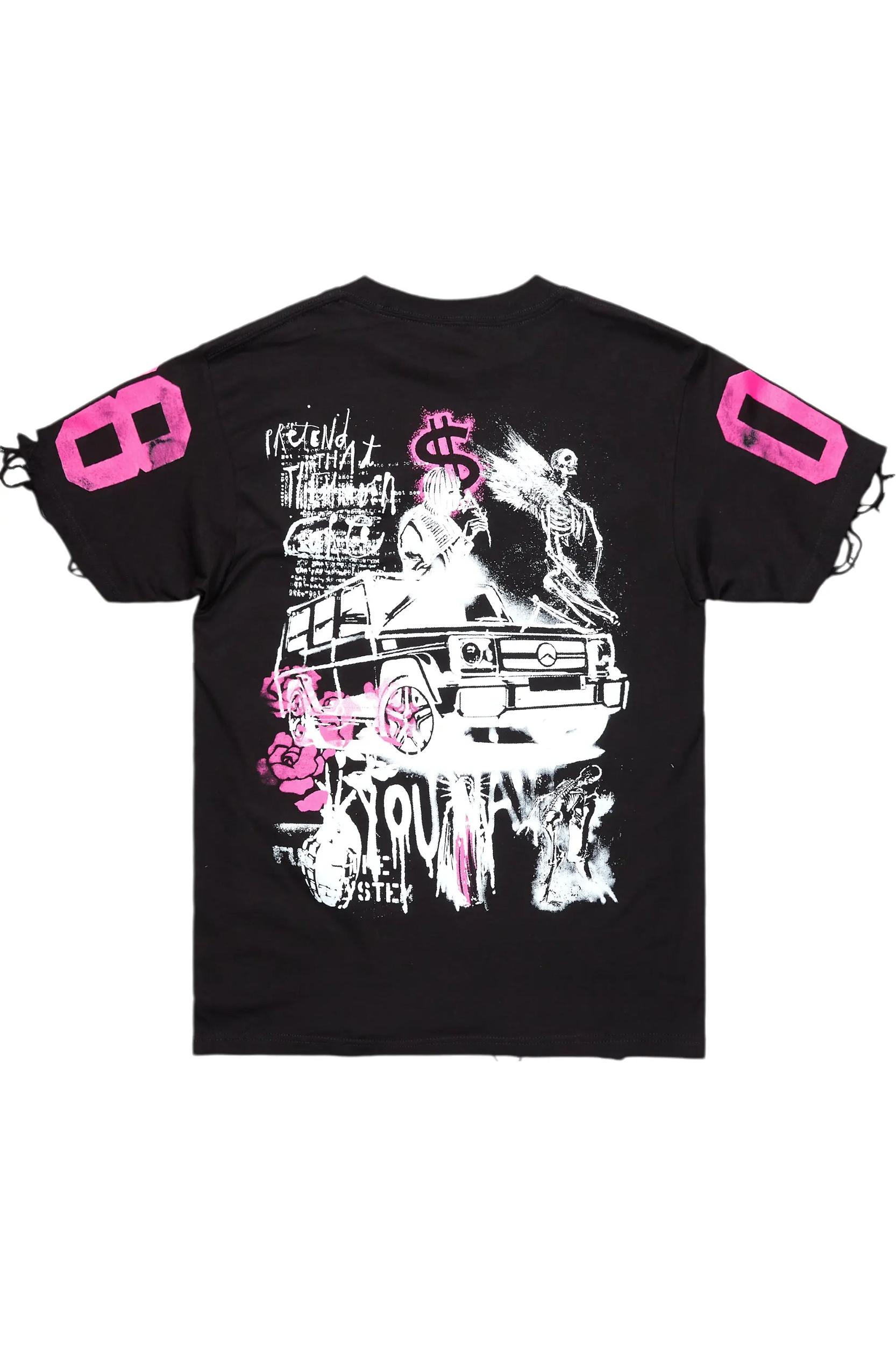 Kammile Black/Pink Oversized T-Shirt Female Product Image