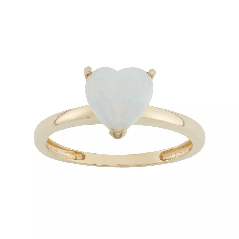 Designs by Gioelli Lab-Created Opal 10k Gold Heart Ring, Women's, Size: 5, White Product Image