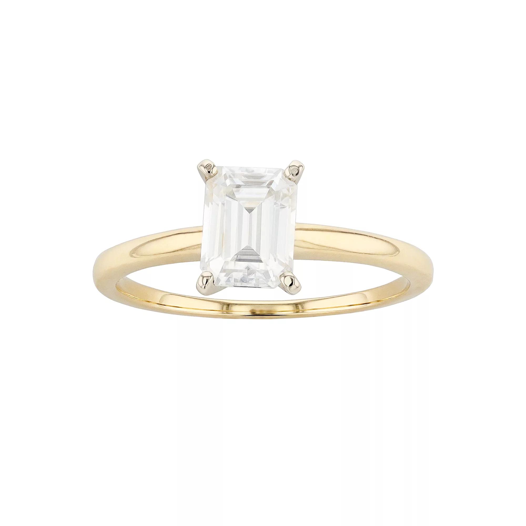 Radiant Fire 14k Gold Lab-Created Moissanite Solitaire Engagement Ring, Womens 14k Two Tone Product Image