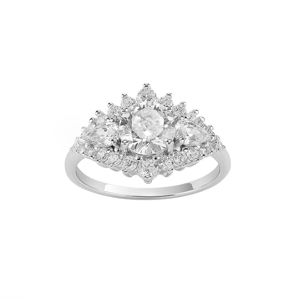 PRIMROSE Sterling Silver Cubic Zirconia Art Deco Ring, Women's, Size: 9, Sterling Clear Product Image