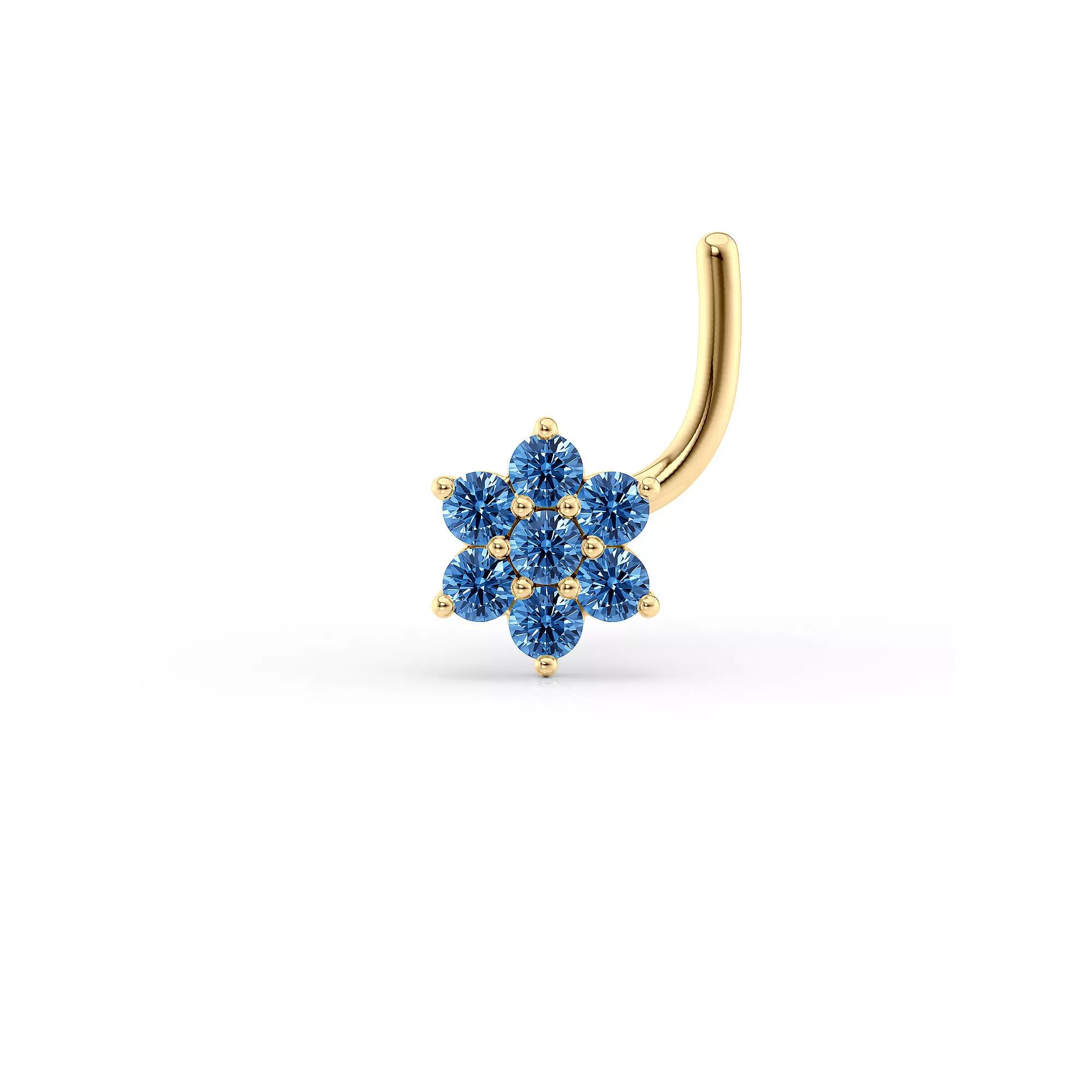 Lila Moon 14k Gold Blue Cubic Zirconia Curved Nose Stud, Women's Product Image