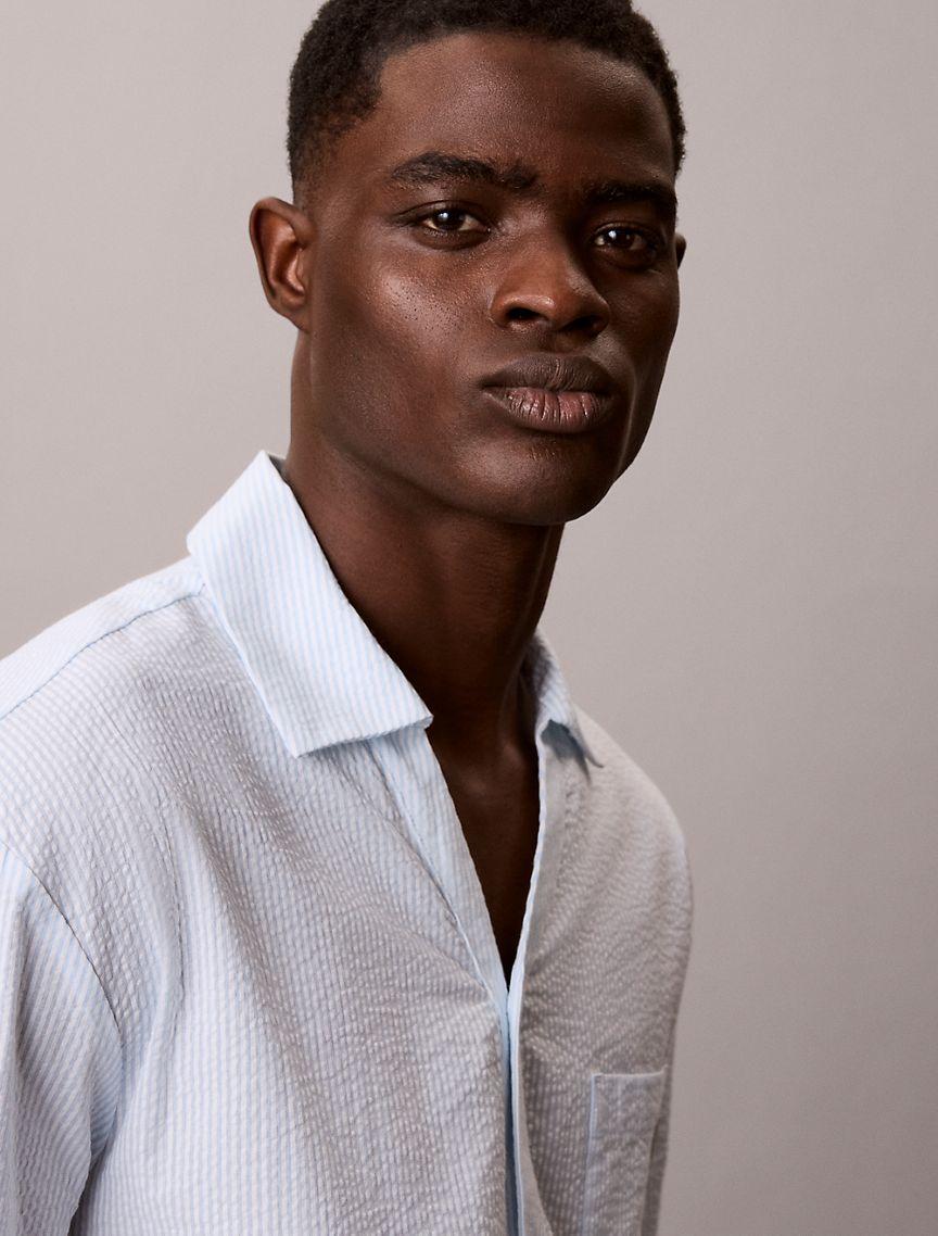Seersucker Relaxed Sleep Button-Down Shirt Product Image
