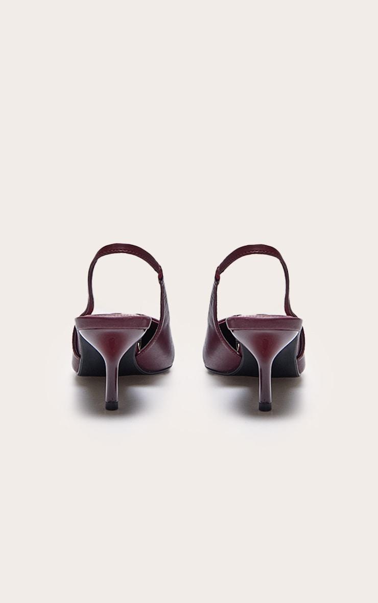 Burgundy Pu Point Toe Sling Back Mid Heeled Courts Product Image