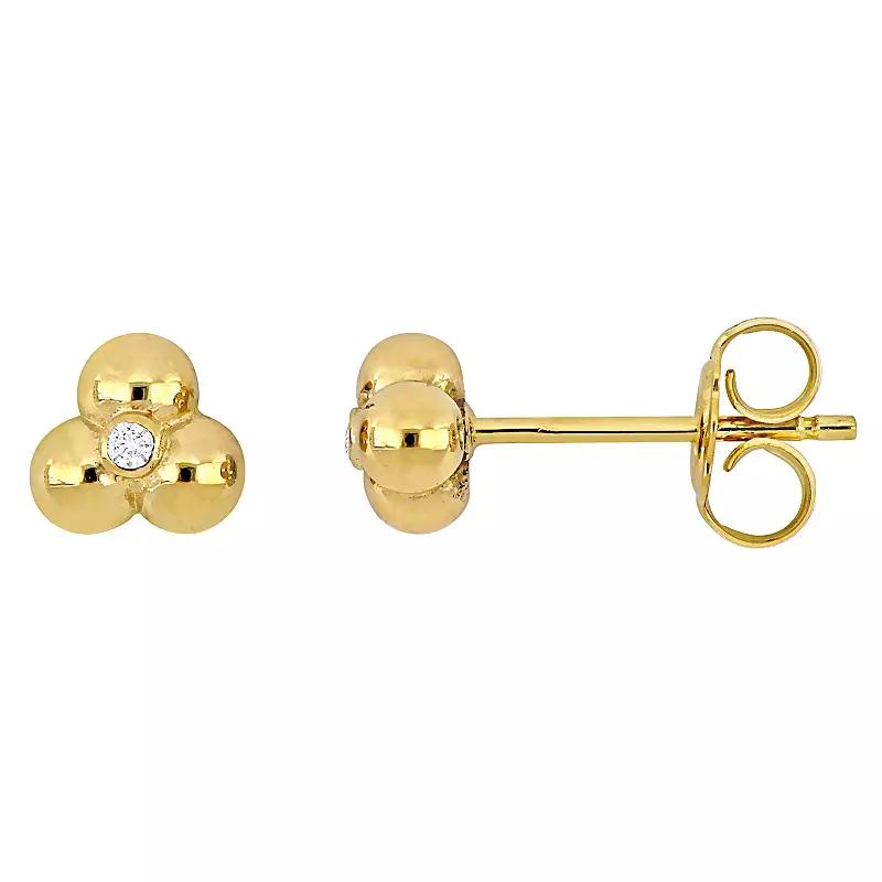 Stella Grace 14k Gold Diamond Accent 3-Bead Stud Earrings, Womens Product Image