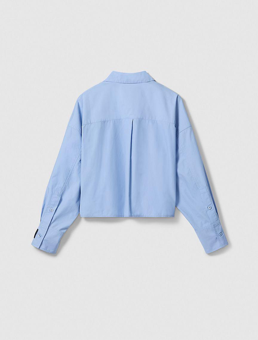 Poplin Woven Cropped Button-Down Shirt Product Image