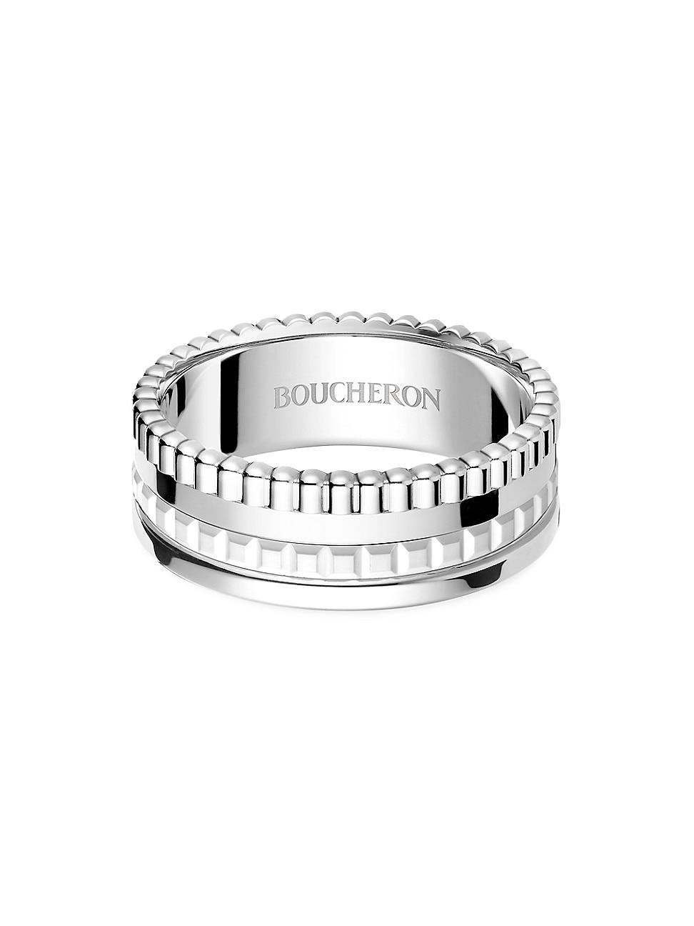 Womens Quatre White Edition 18K White Gold & HyCeram Ring Product Image
