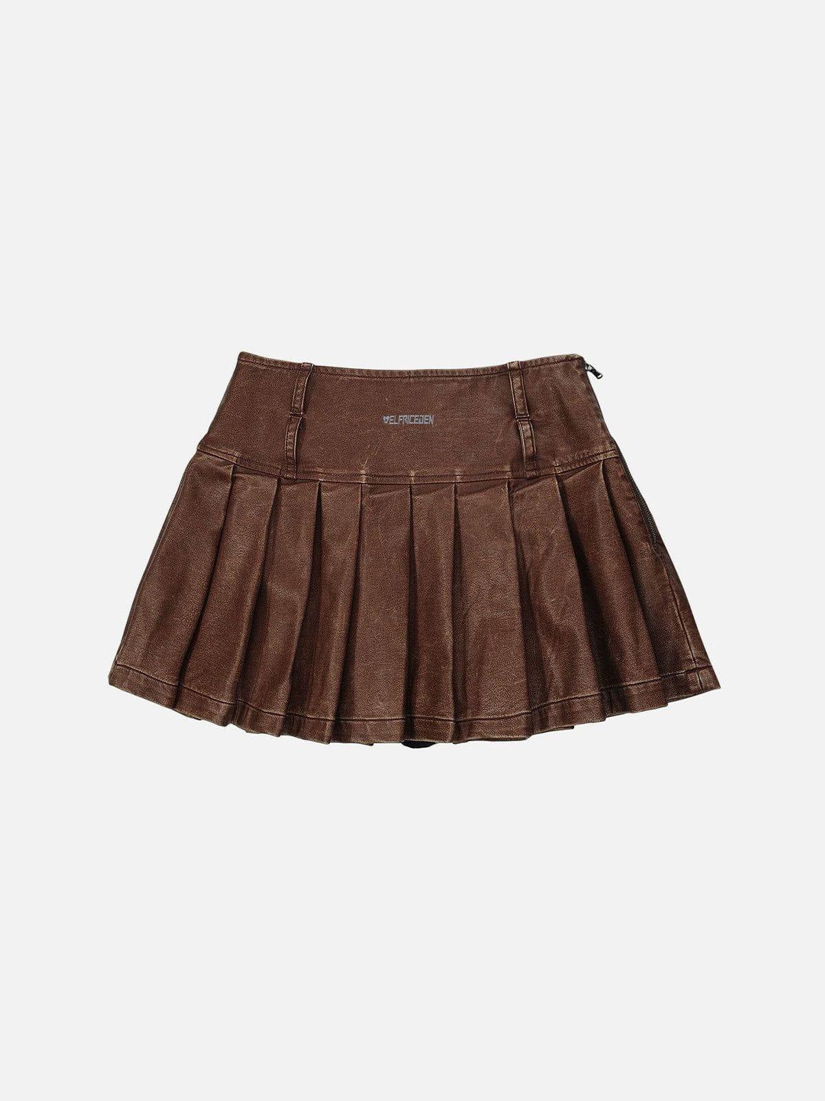 Aelfric Eden Heart Belt Faux Leather Pleated Skirt Female Product Image