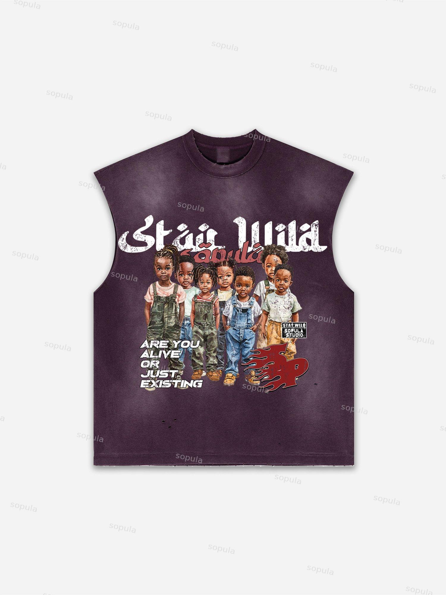 Western Eagle Graphic Men's Washed Tank Top Sleeveless Shirts Product Image