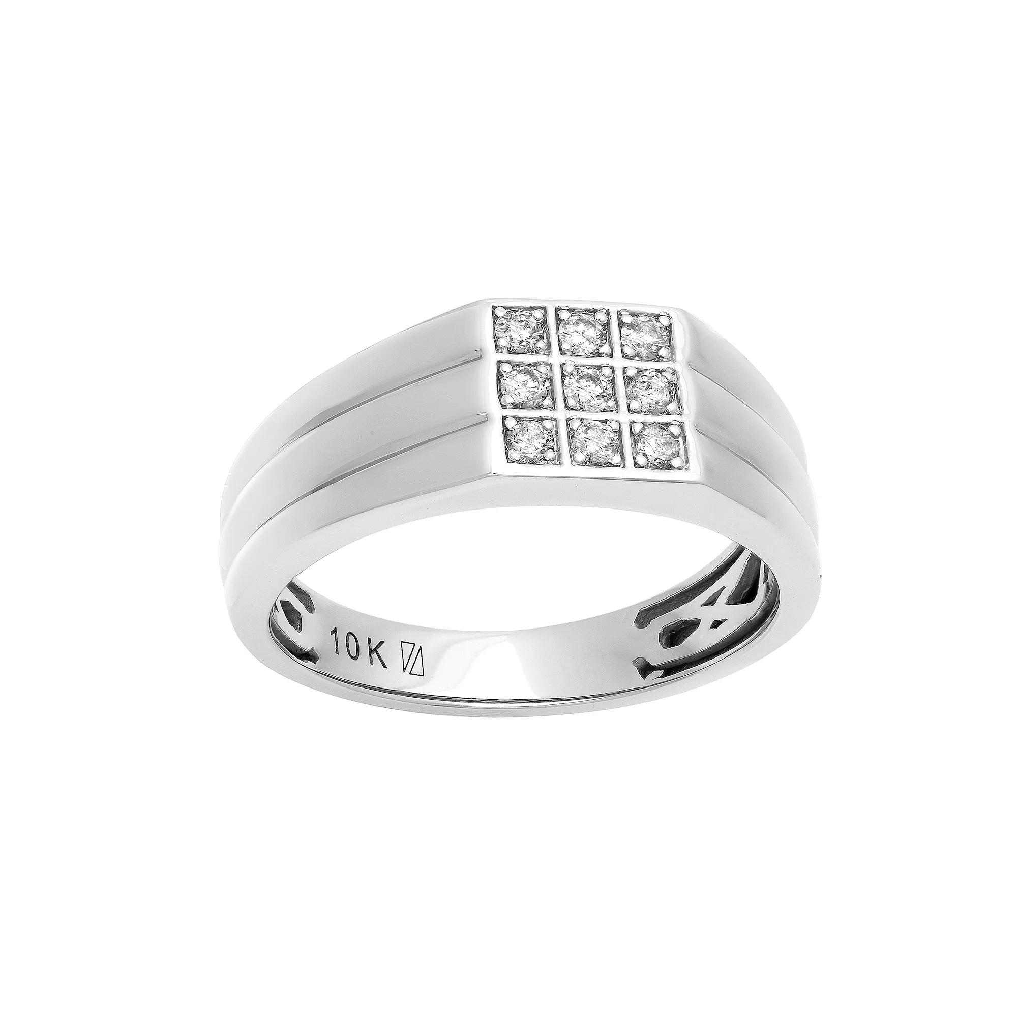 AXL 10k White Gold 1/5 Carat T.W. Diamond Men's Wedding Band, Size: 9, 10k Whgold Product Image