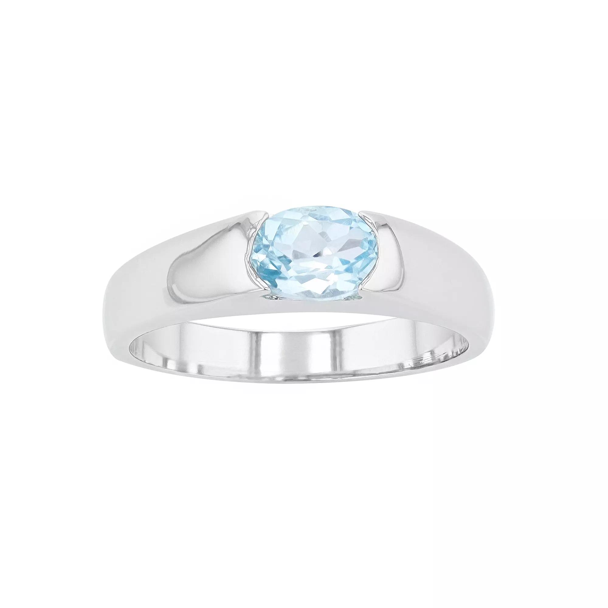 A&M Sterling Silver Oval Blue Topaz Ring, Women's,  Product Image