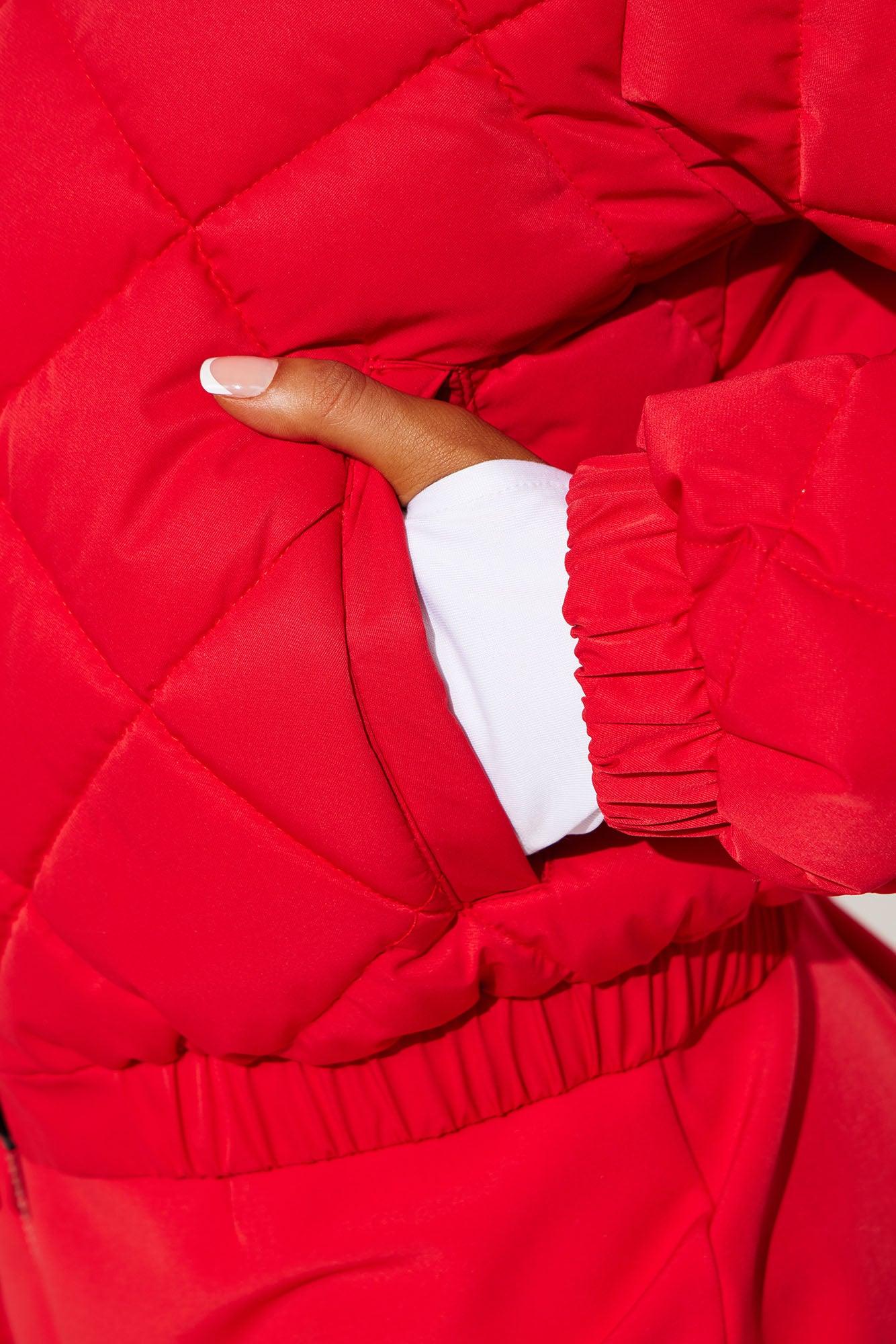 Snow Days Quilted Puffer Jacket - Red Product Image