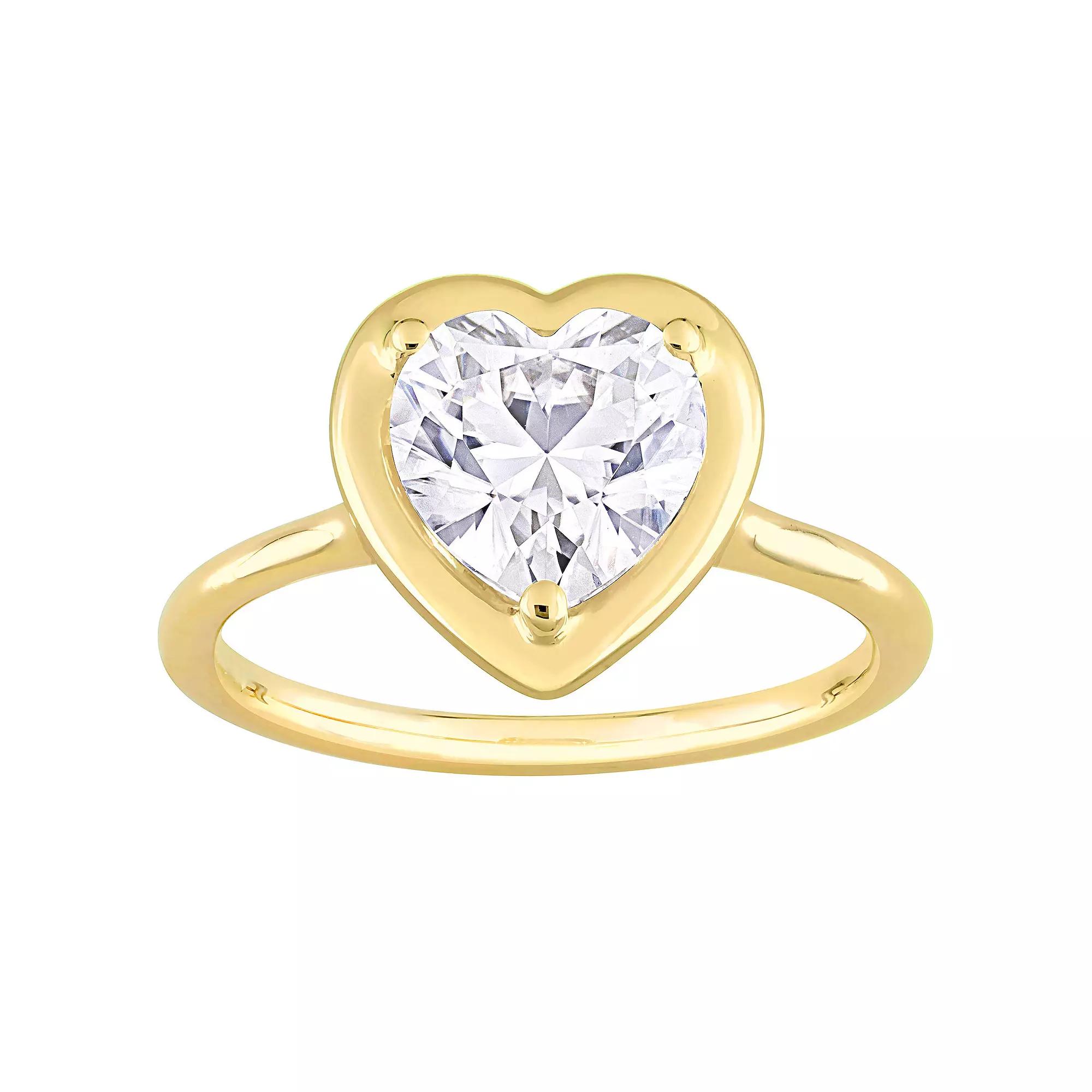 Stella Grace 10k Yellow Gold Lab-Created Moissanite Heart-Shaped Engagement Ring, Womens 10k Gold Product Image