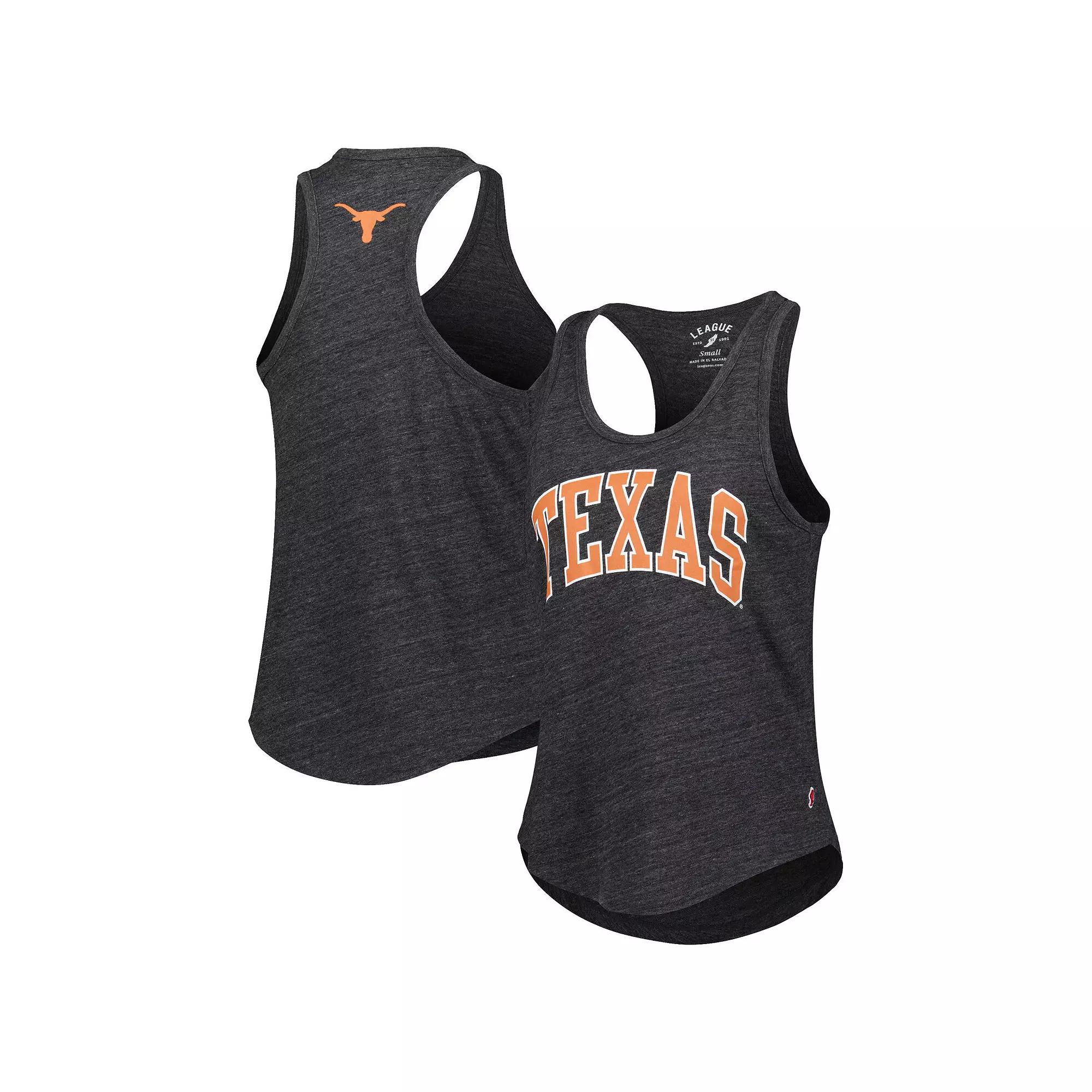 Women's League Collegiate Wear Black Texas Longhorns Two-Hit Intramural Tri-Blend Scoop Neck Racerback Tank Top, Size: XL Product Image