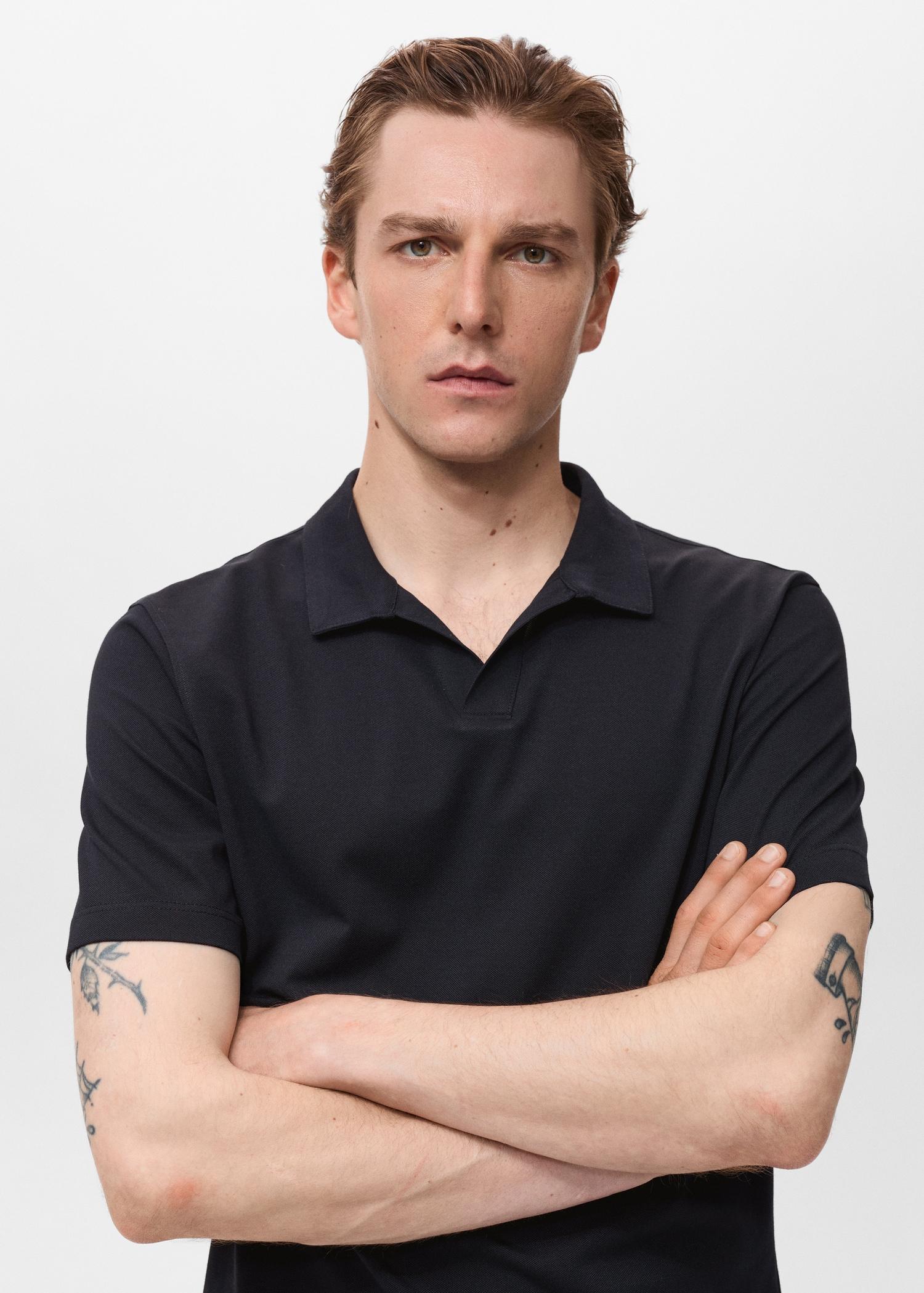 Cotton piqué polo shirt - Men | MANGO USA Product Image