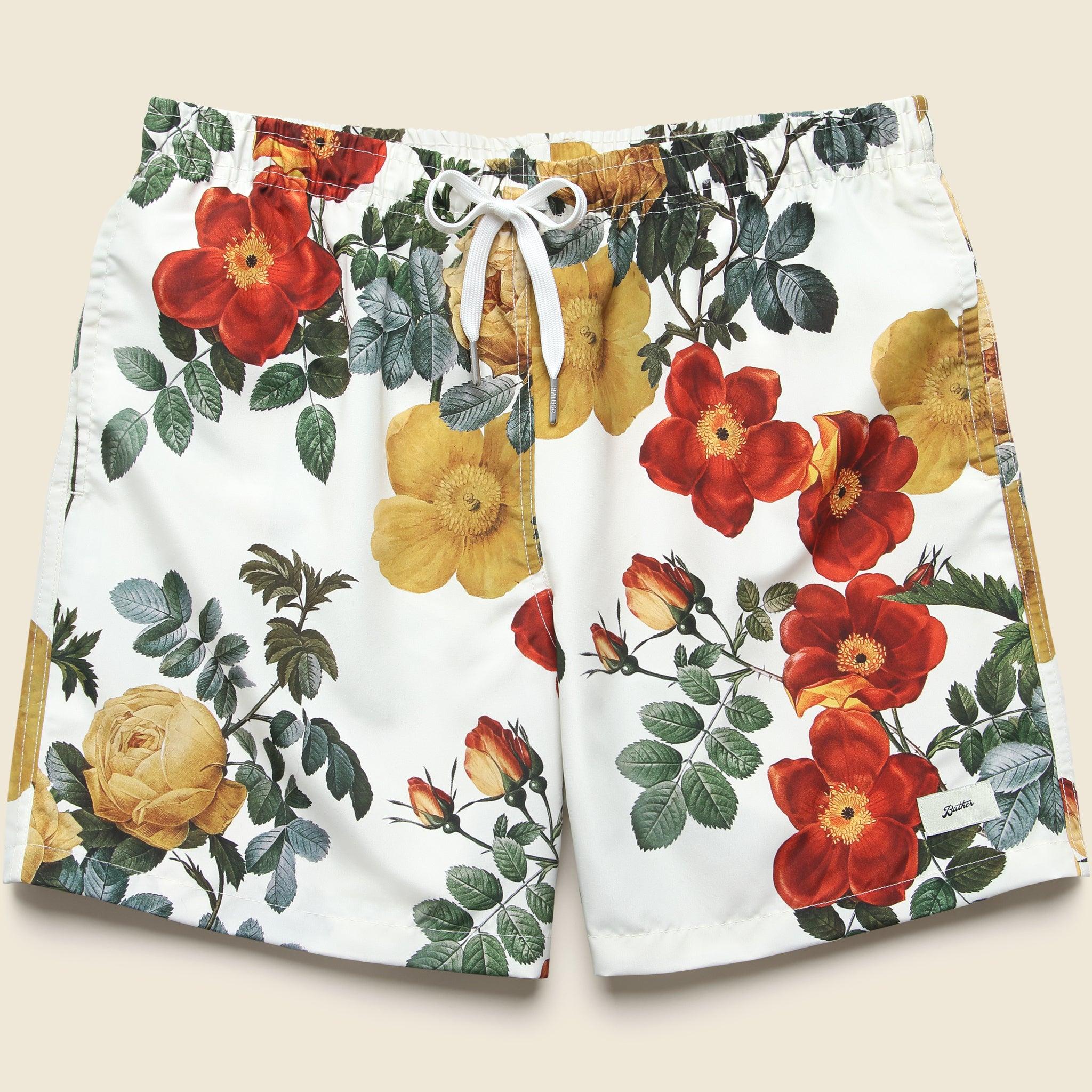 5.5" Bouquet Swim Trunks - White Product Image