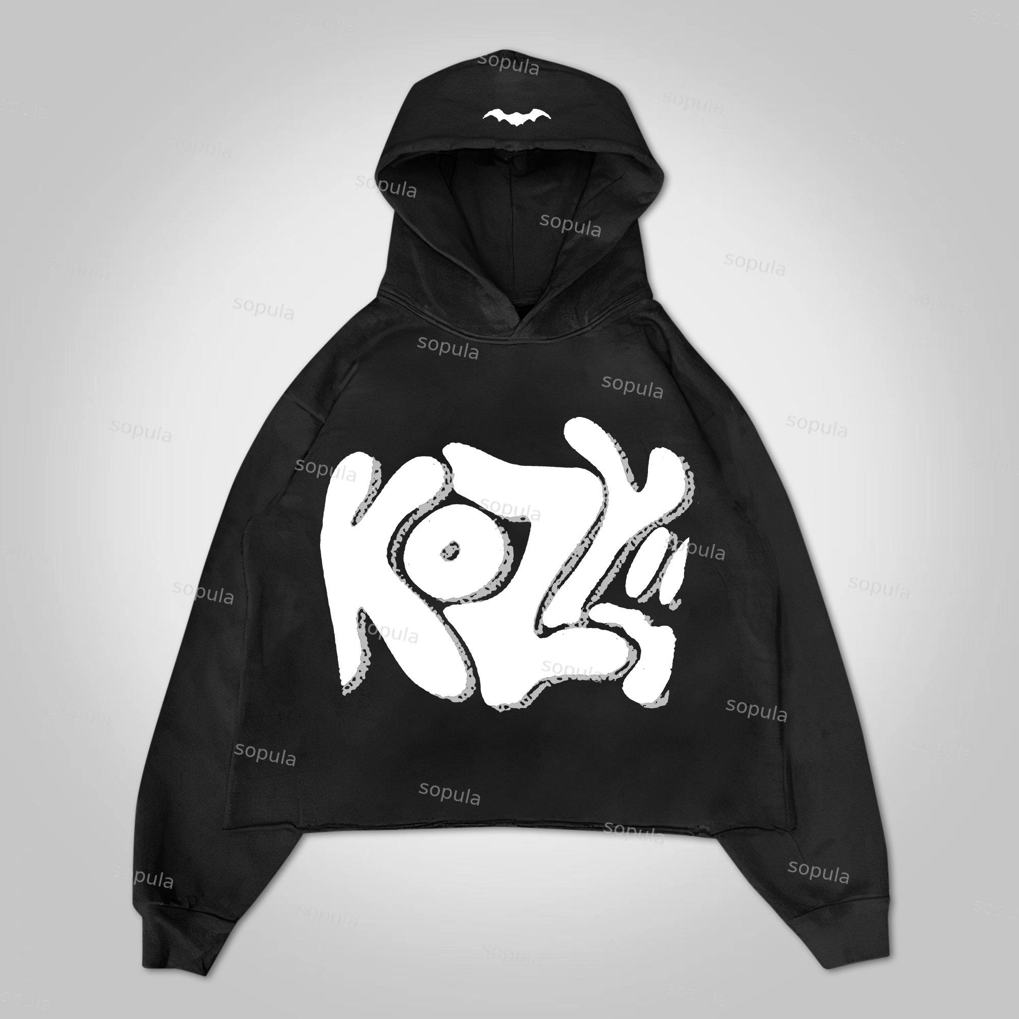 Puff Print Hip Hop Street Graphic Pullover Hoodie Product Image