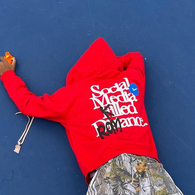 Sopula Social Media K*lled Romance Graphic Pocket Hoodie Product Image