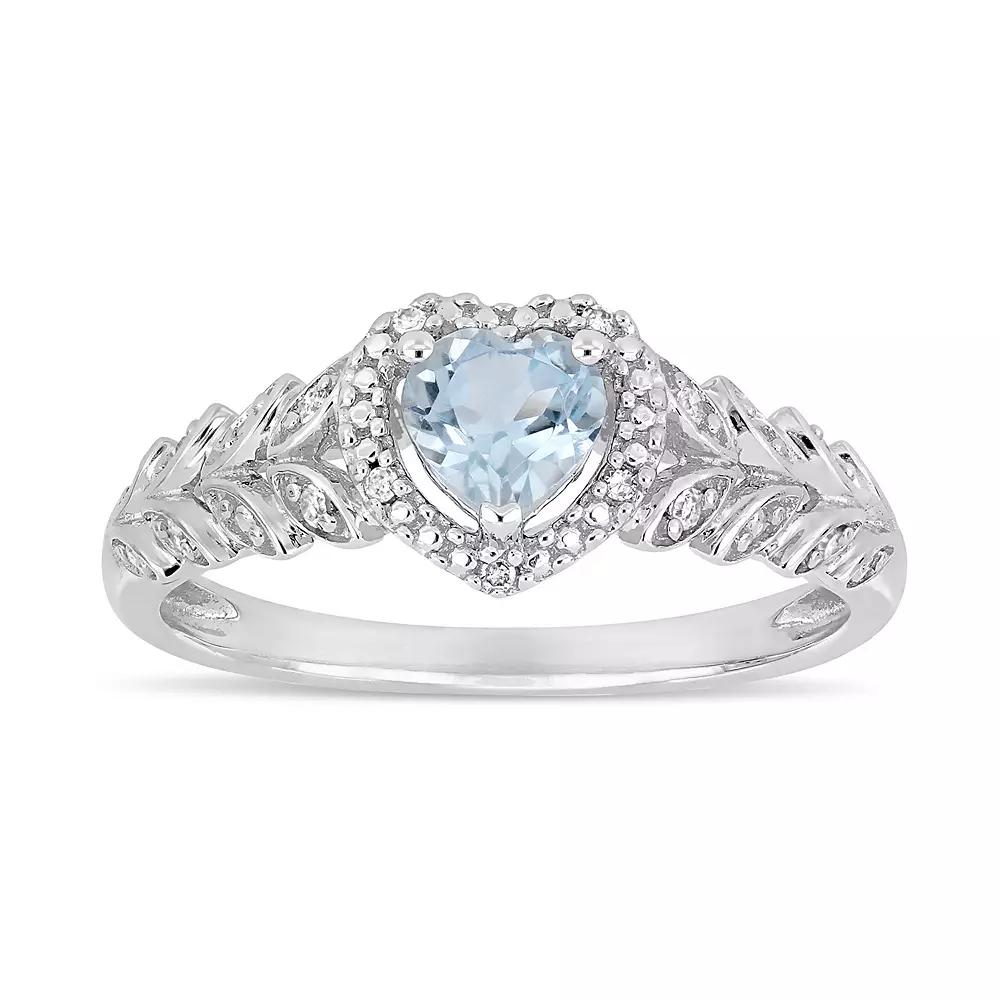 Stella Grace 10k White Gold Sky Blue Topaz & Diamond Accent Heart Ring, Women's, Size: 7, 10k Whgold Product Image
