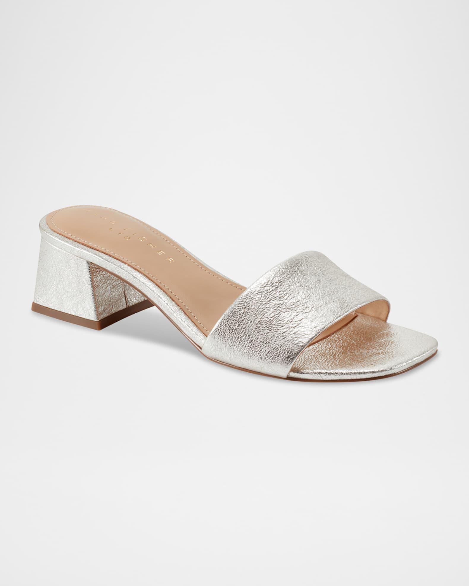 Olysa Metallic Block-Heel Slide Sandals Product Image