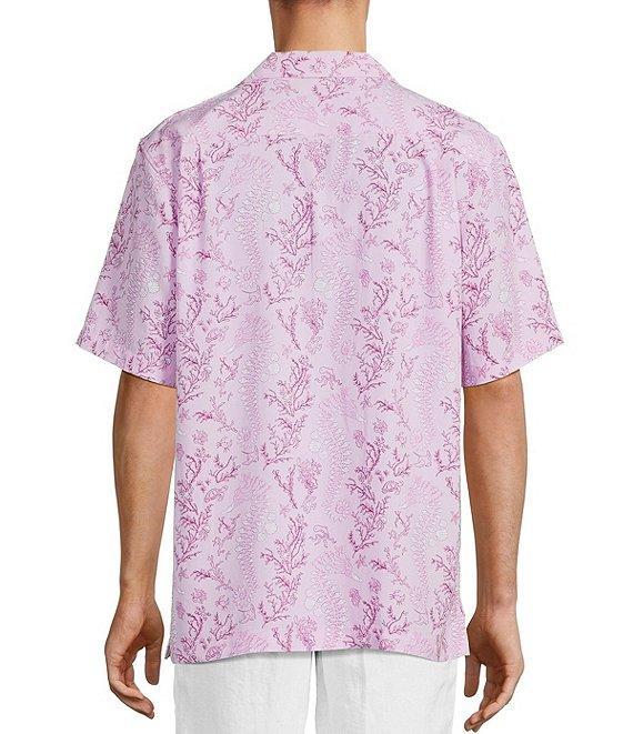 Caribbean Big & Tall Seahorse Print Short Sleeve Woven Camp Shirt Product Image