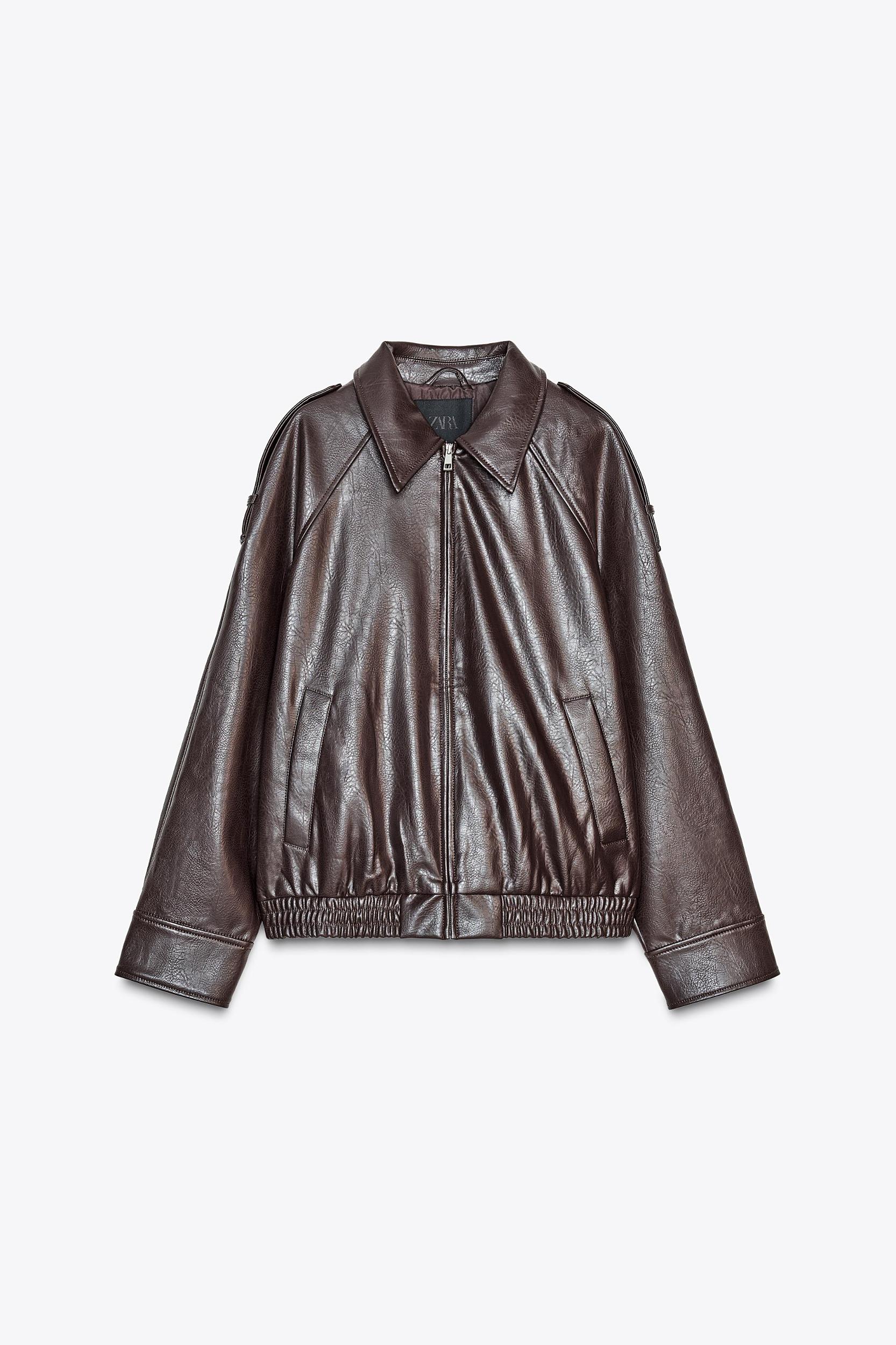FAUX LEATHER BOMBER JACKET Product Image