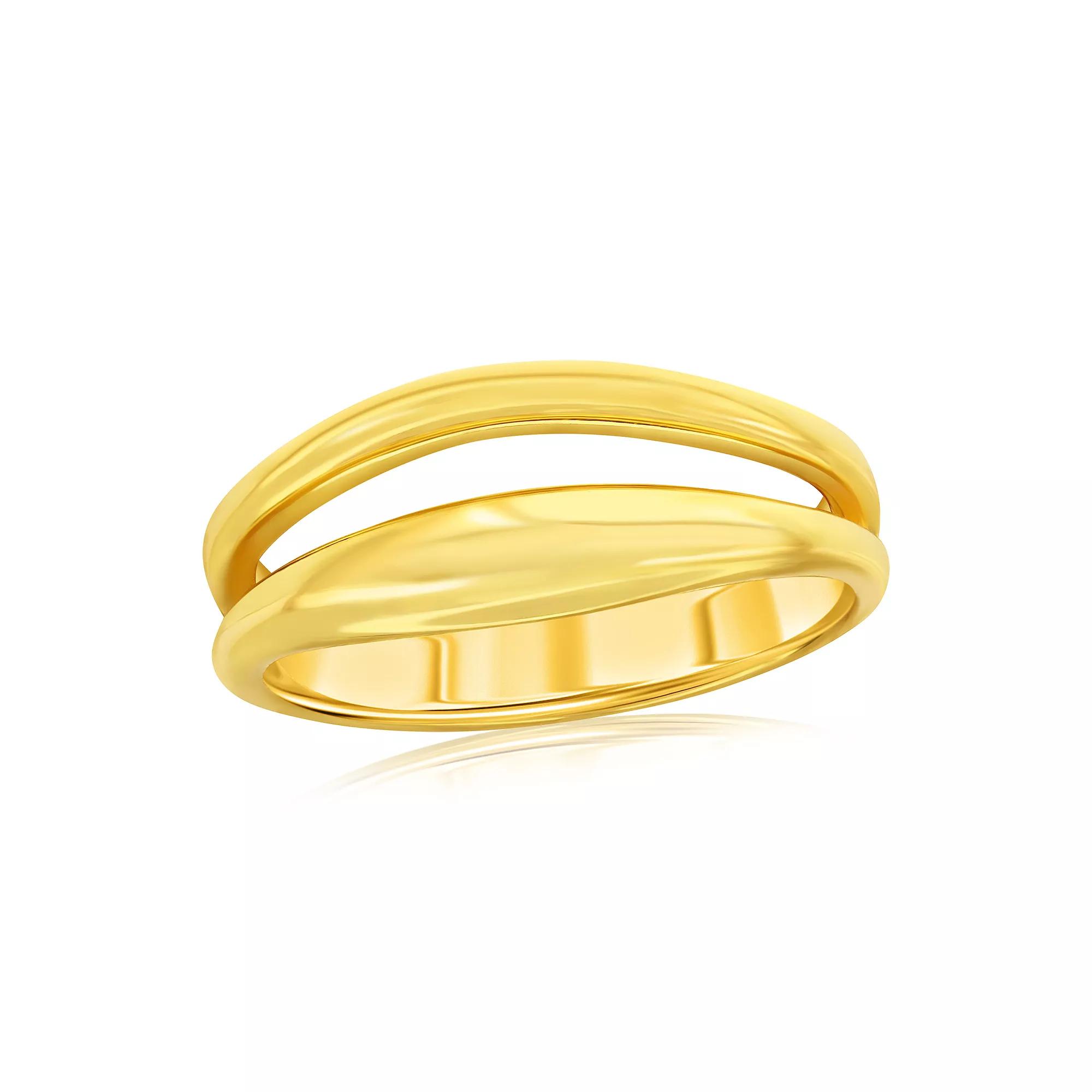 Argento Bella 14k Gold Over Silver High-Polish Double Row Ring, Women's, Size: 6, Gold Tone Product Image