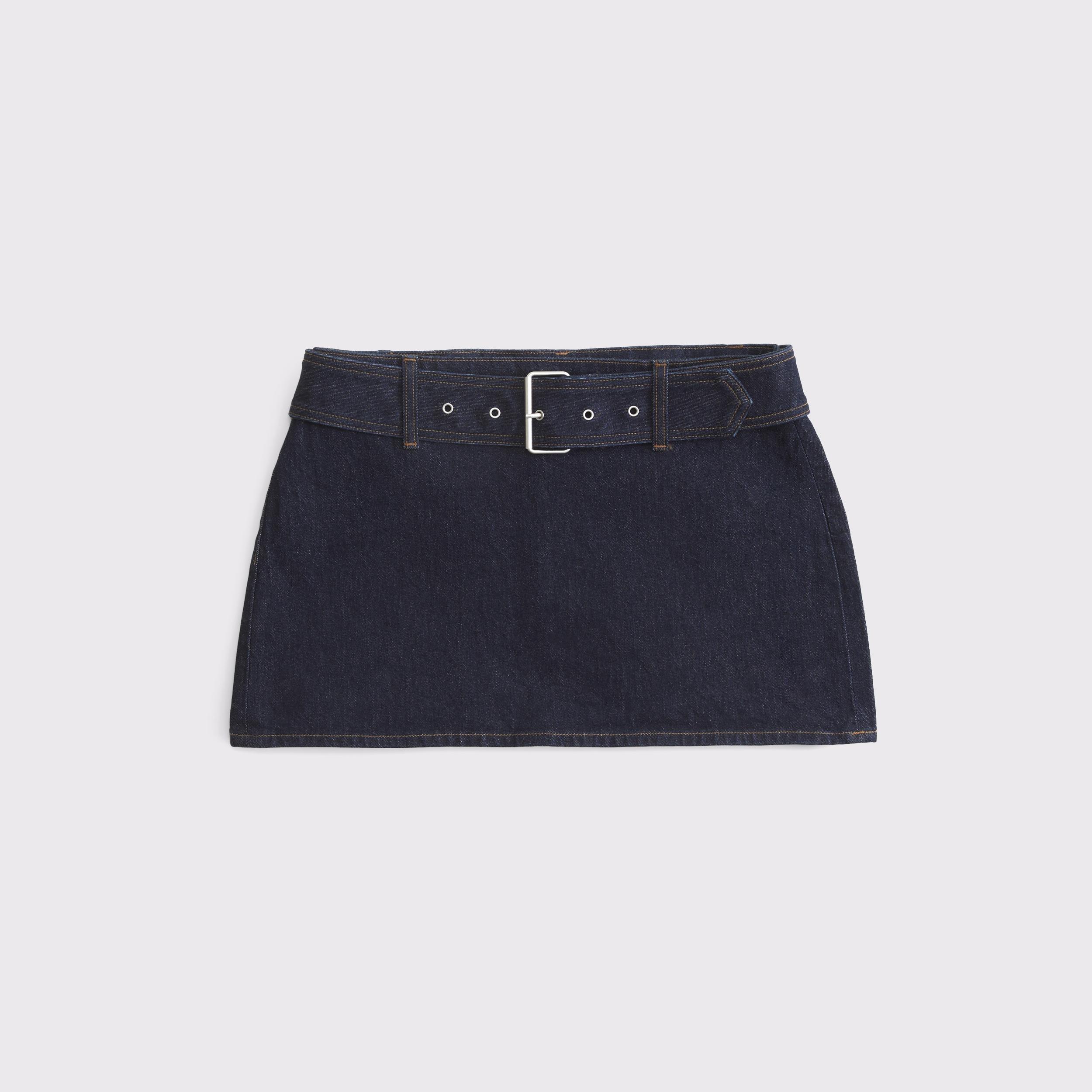 Curve Love Mid Rise Belted Denim Mini Skort Product Image