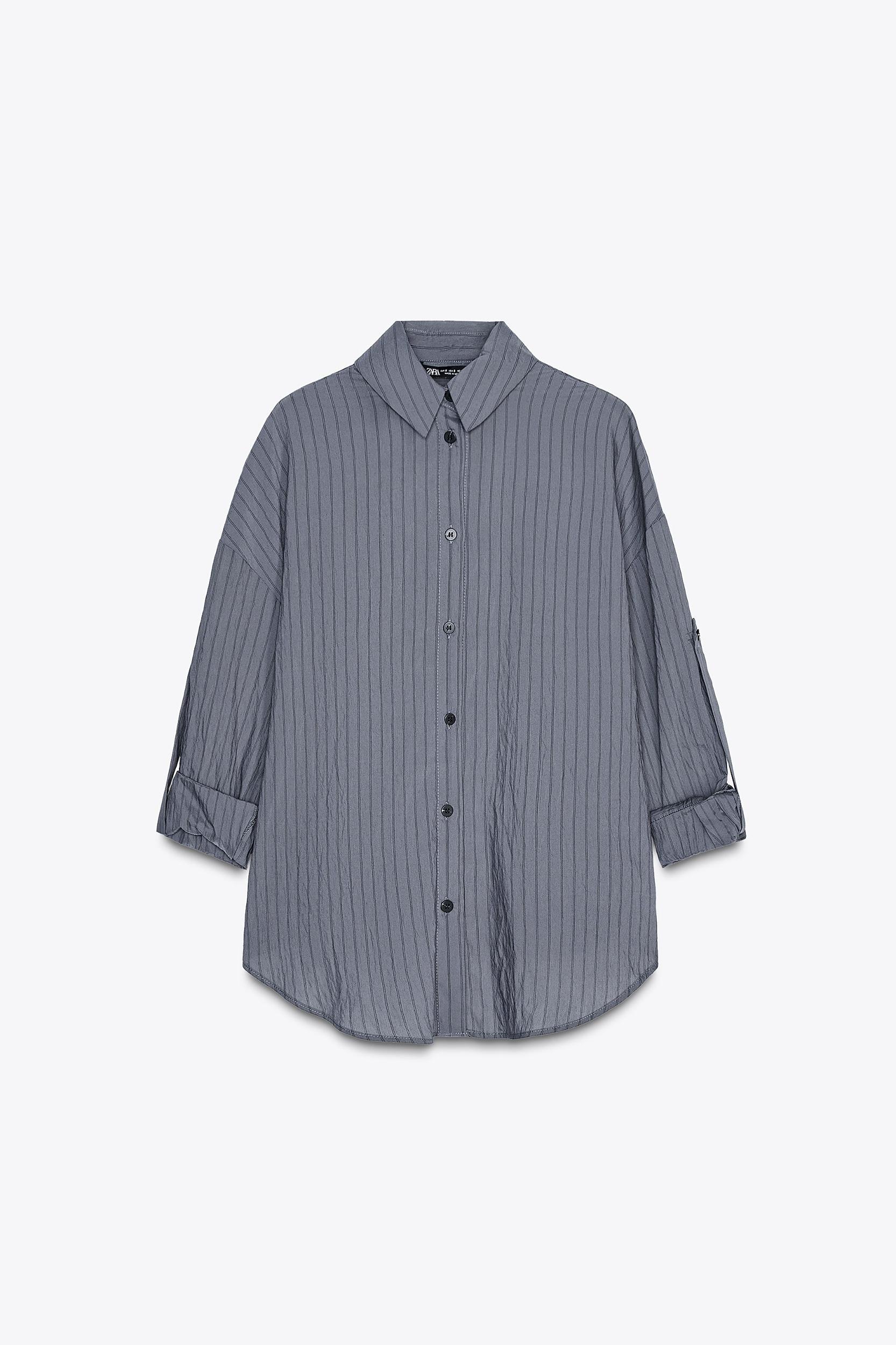 STRIPED ROLL-TAB SLEEVE SHIRT Product Image
