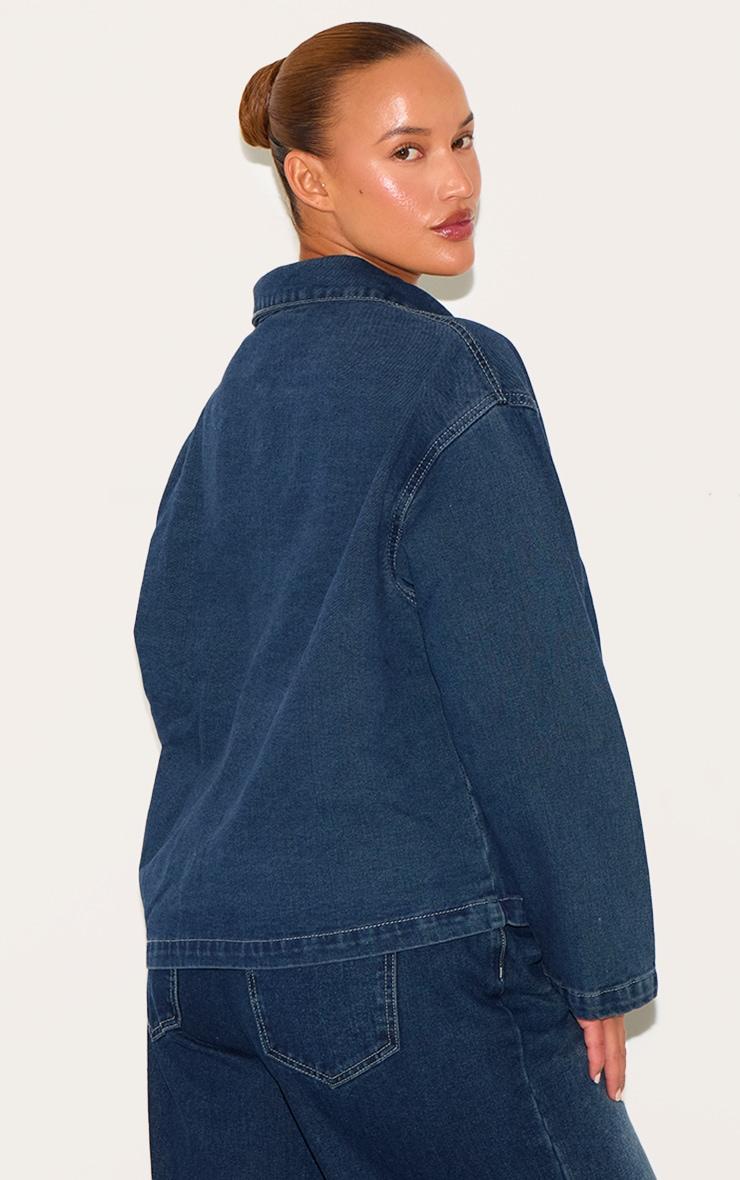  Plus Indigo Long Sleeve Boxy Denim Shirt Product Image