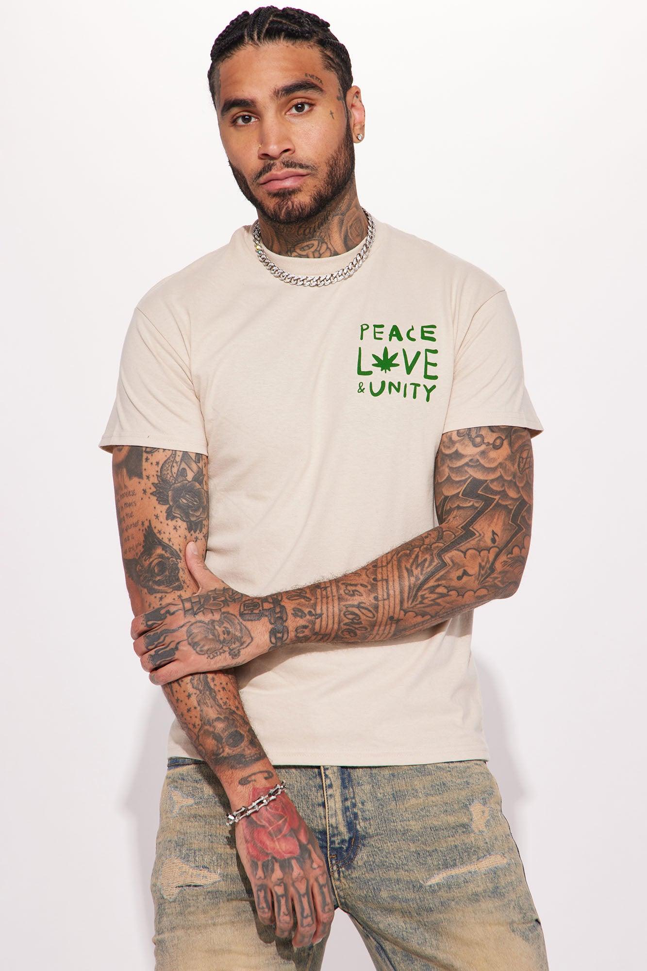 Peace Love And Unity Short Sleeve Tee - Taupe Product Image