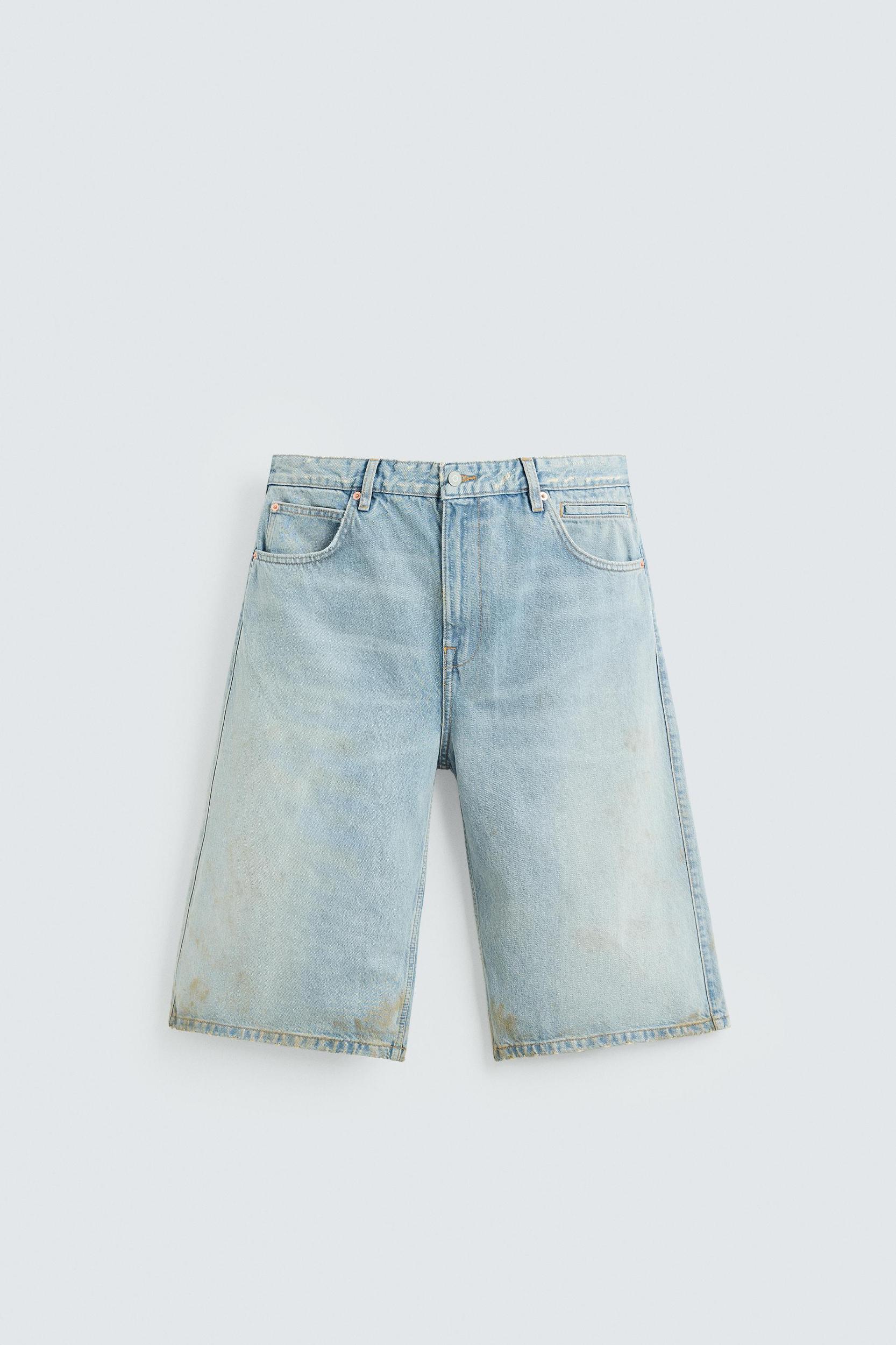 VINTAGE EFFECT BAGGY FIT DENIM SHORTS Product Image