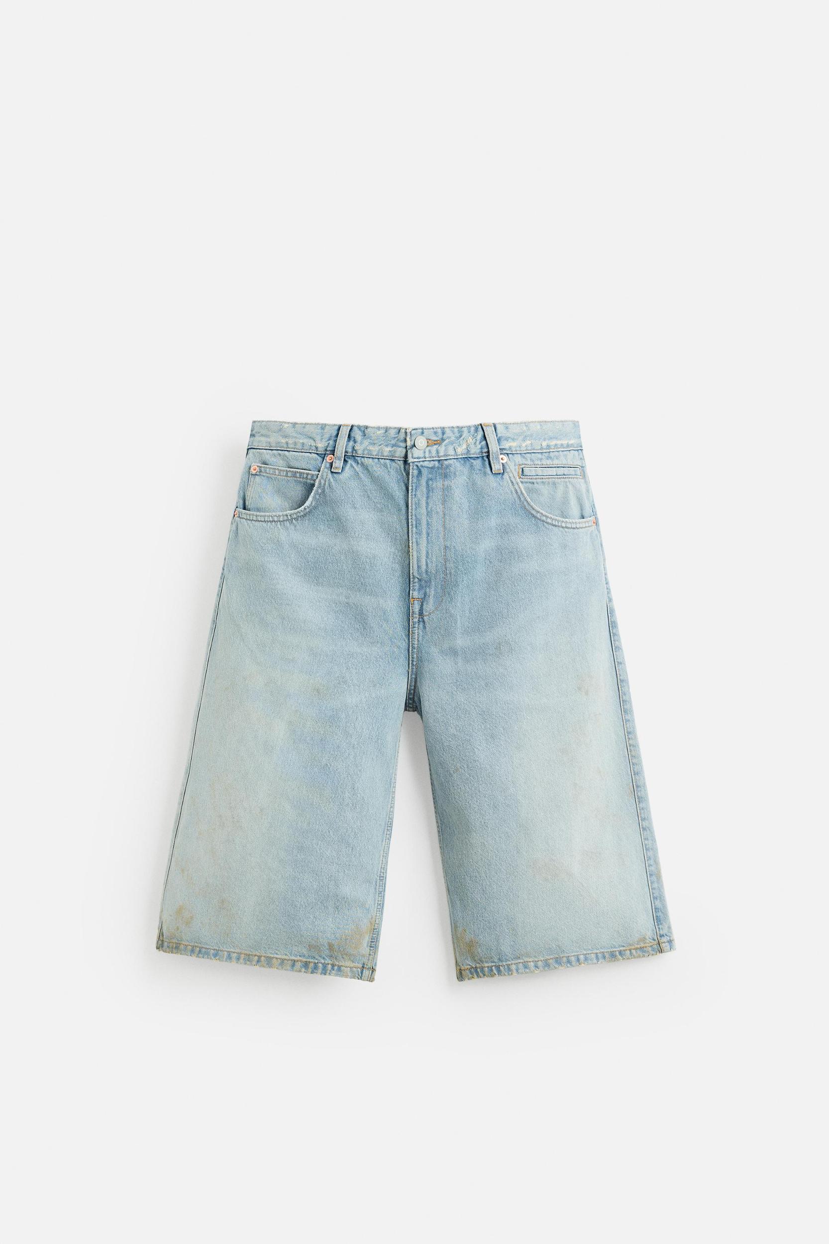 VINTAGE EFFECT BAGGY FIT DENIM SHORTS Product Image