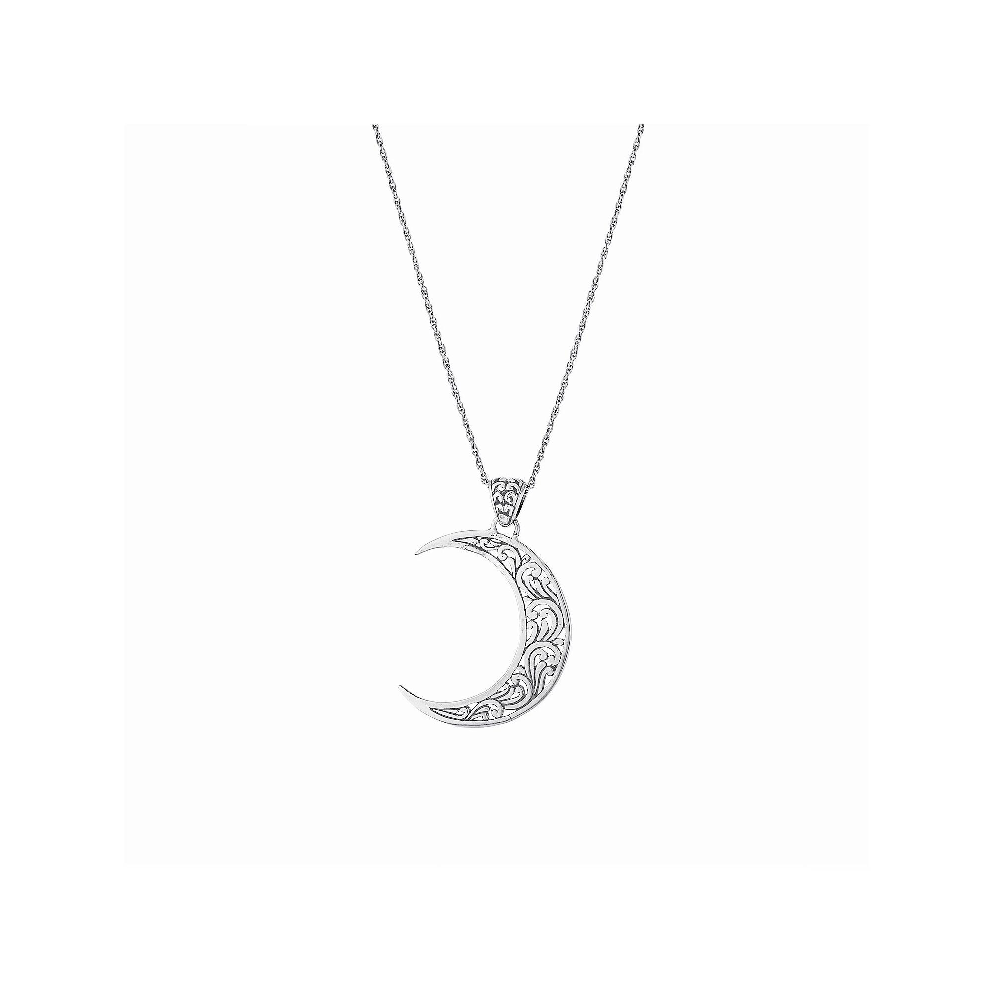 Athra NJ Inc Sterling Silver Filigree Crescent Moon Pendant Necklace, Women's, Size: 18" Product Image