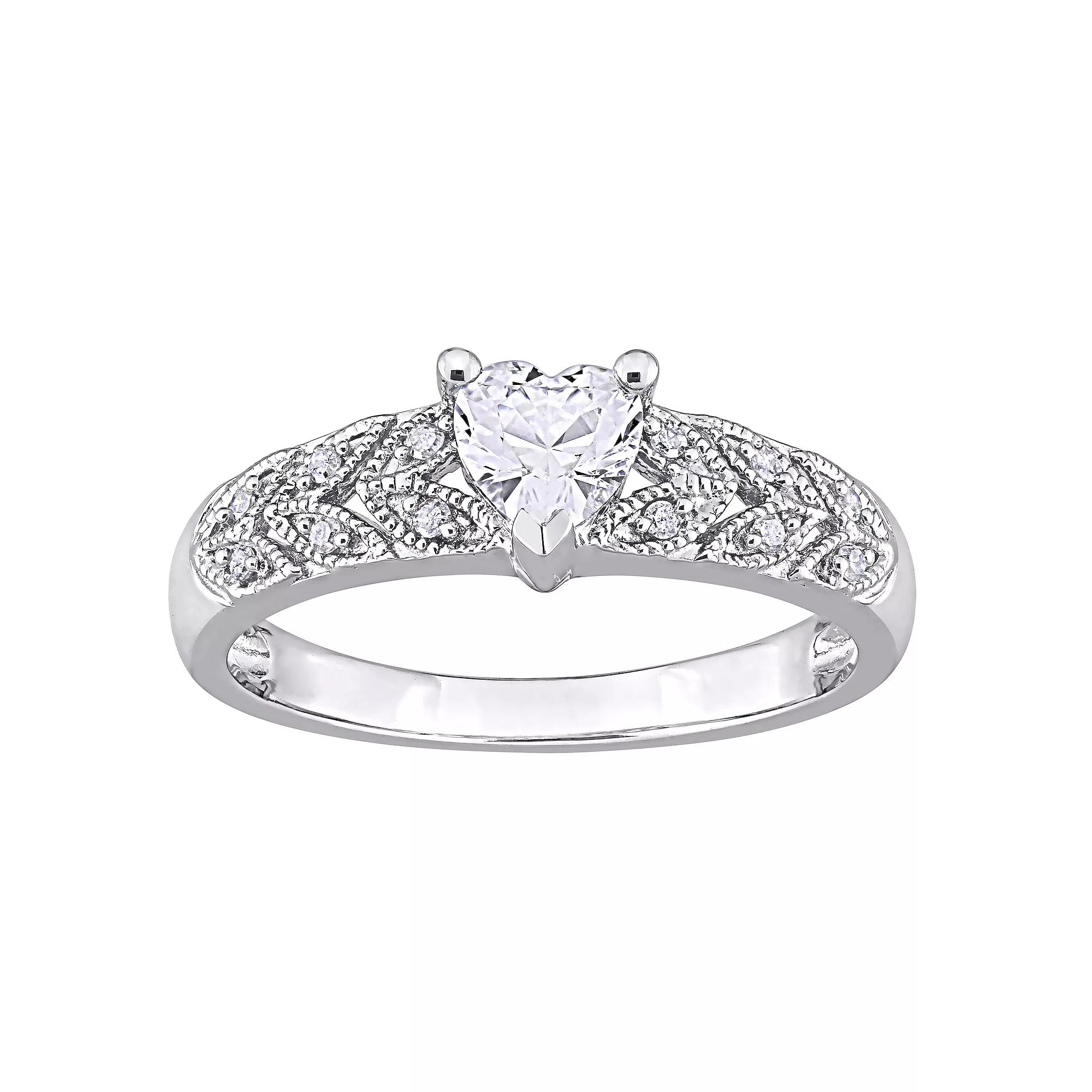 Stella Grace Sterling Silver Lab-Created White Sapphire & Diamond Accent Vintage Ring, Women's,  Product Image