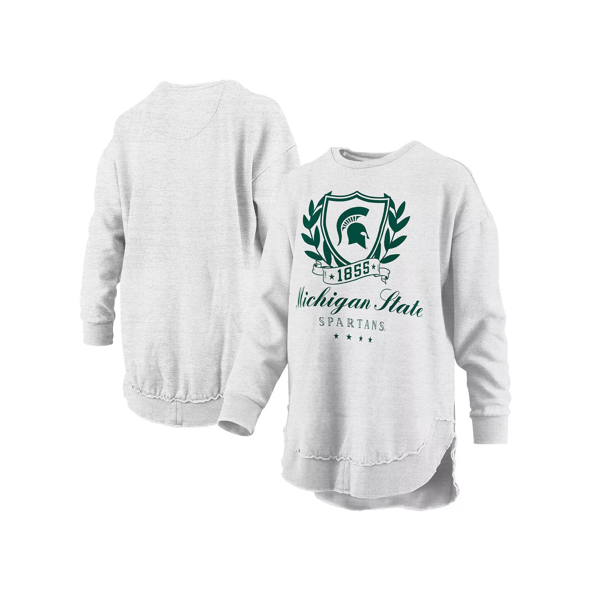 Women's Pressbox Heather Gray Michigan State Spartans Field Day Melange Poncho Pullover Sweatshirt,  Product Image