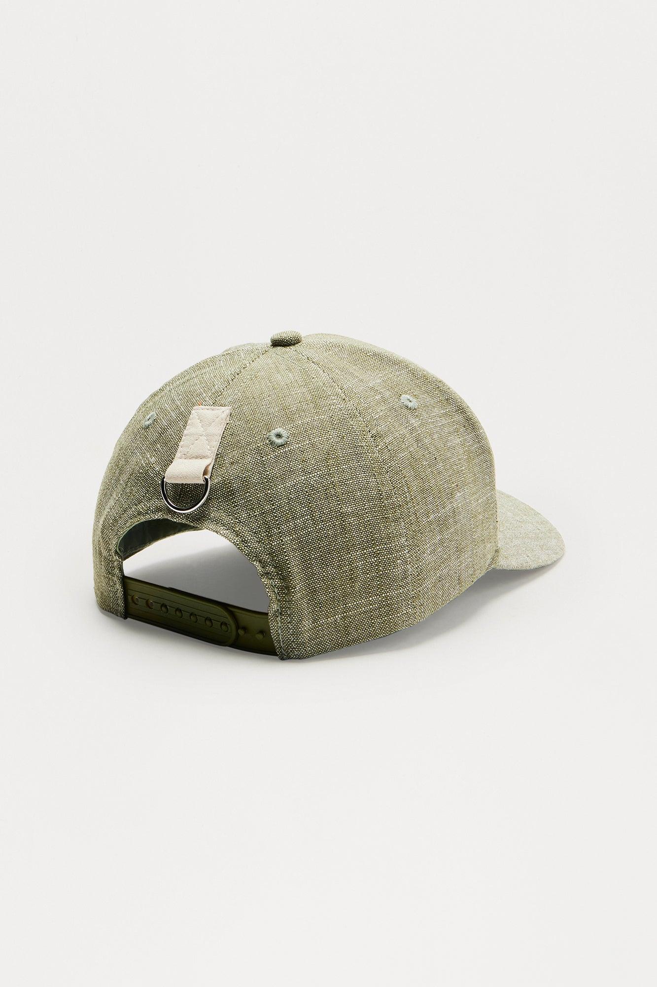 Textured Linen Snapback Hat - Green Product Image