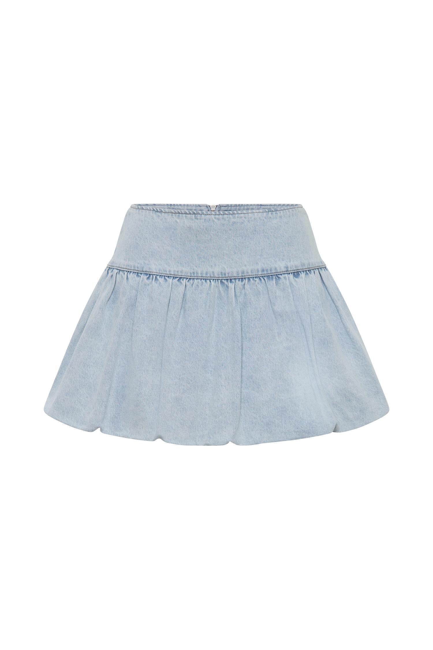 Genia Denim Bubble Mini Skirt - Light Blue Product Image