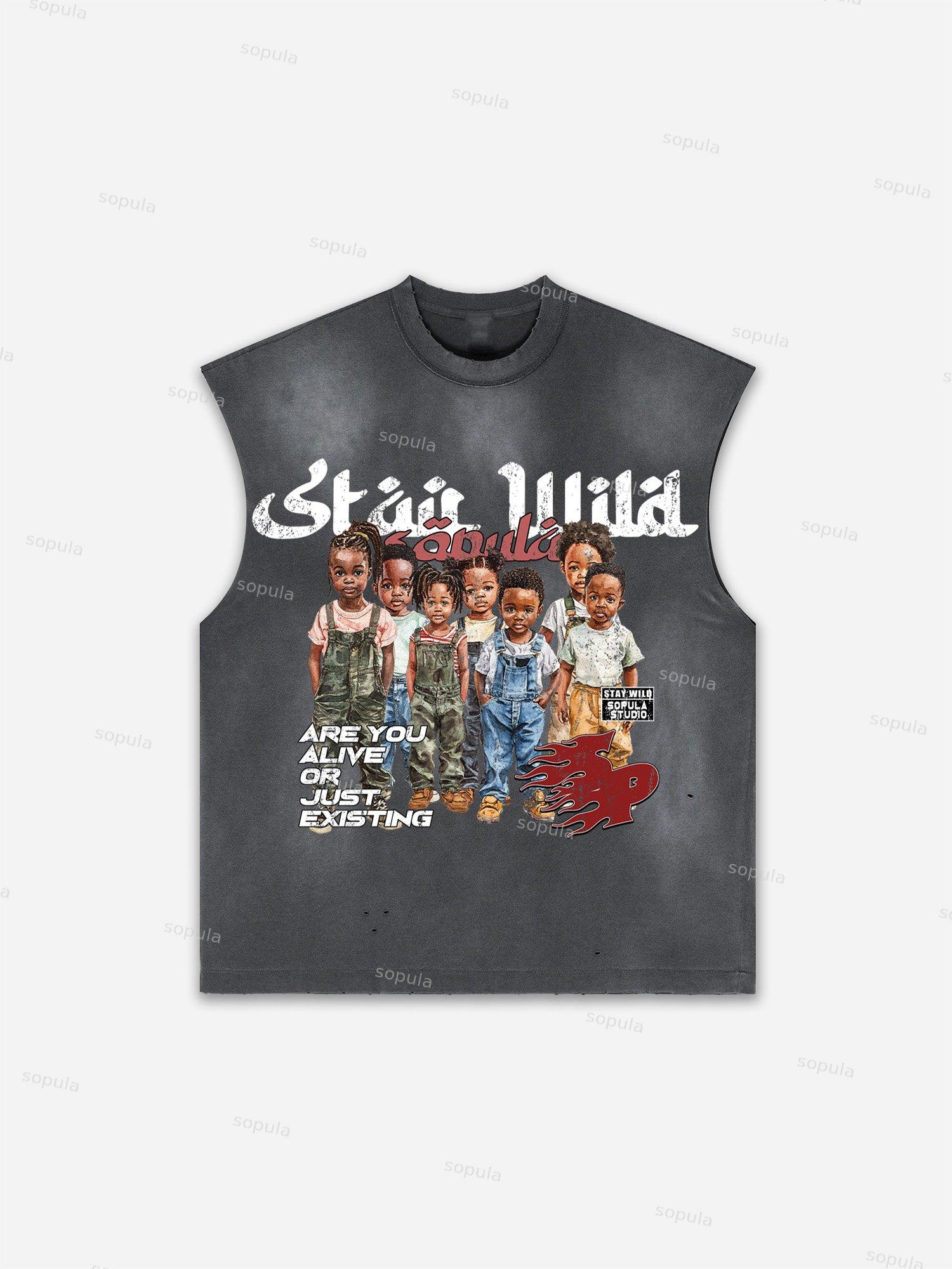 Western Eagle Graphic Men's Washed Tank Top Sleeveless Shirts Product Image