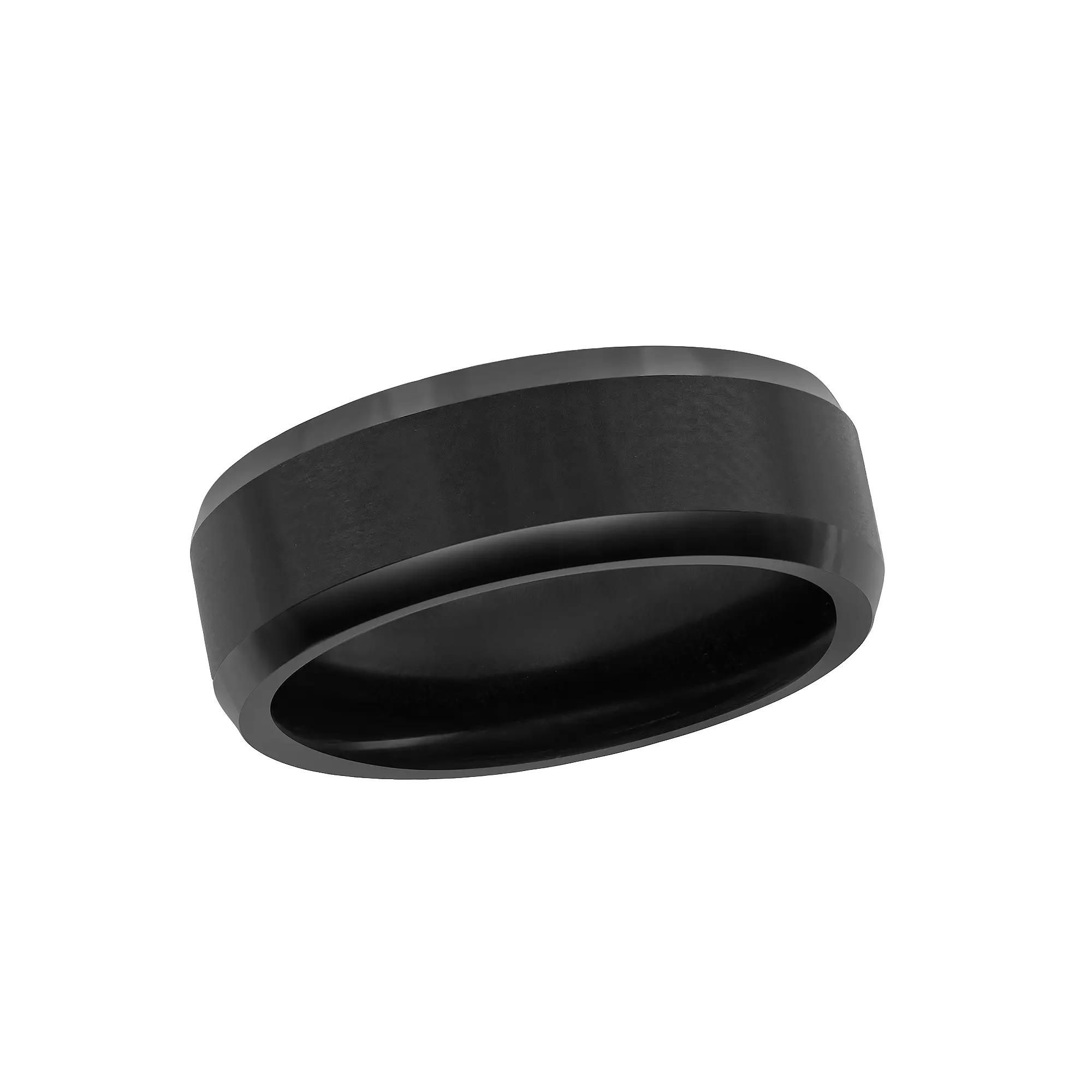 Men's Metallo Tung Black Brushed & Polished 8mm Ring,  Product Image